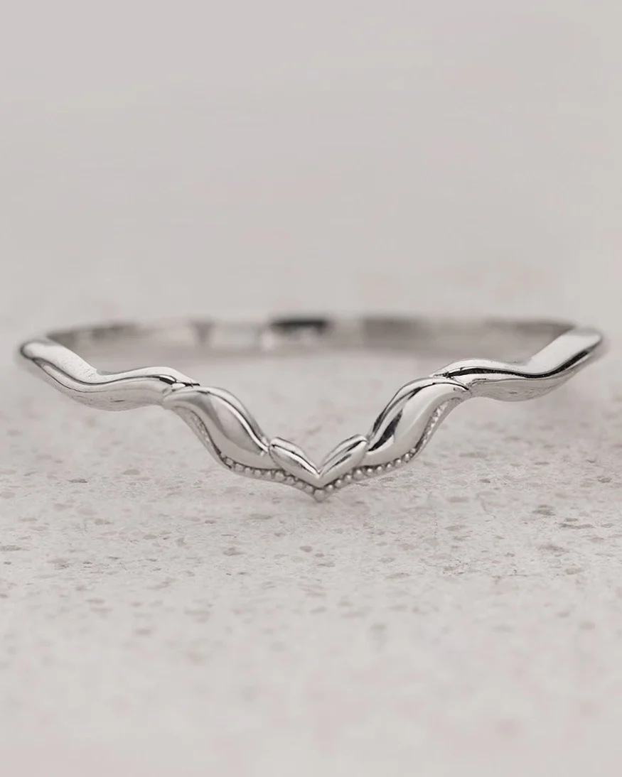 Alternative chevron wedding ring, matching band for Lida small - Image 3