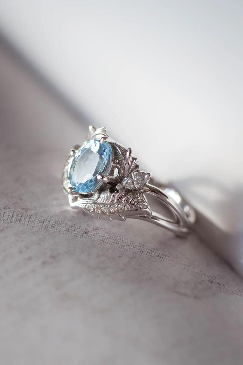 Aquamarine and diamonds engagement ring / Adonis - Image 8