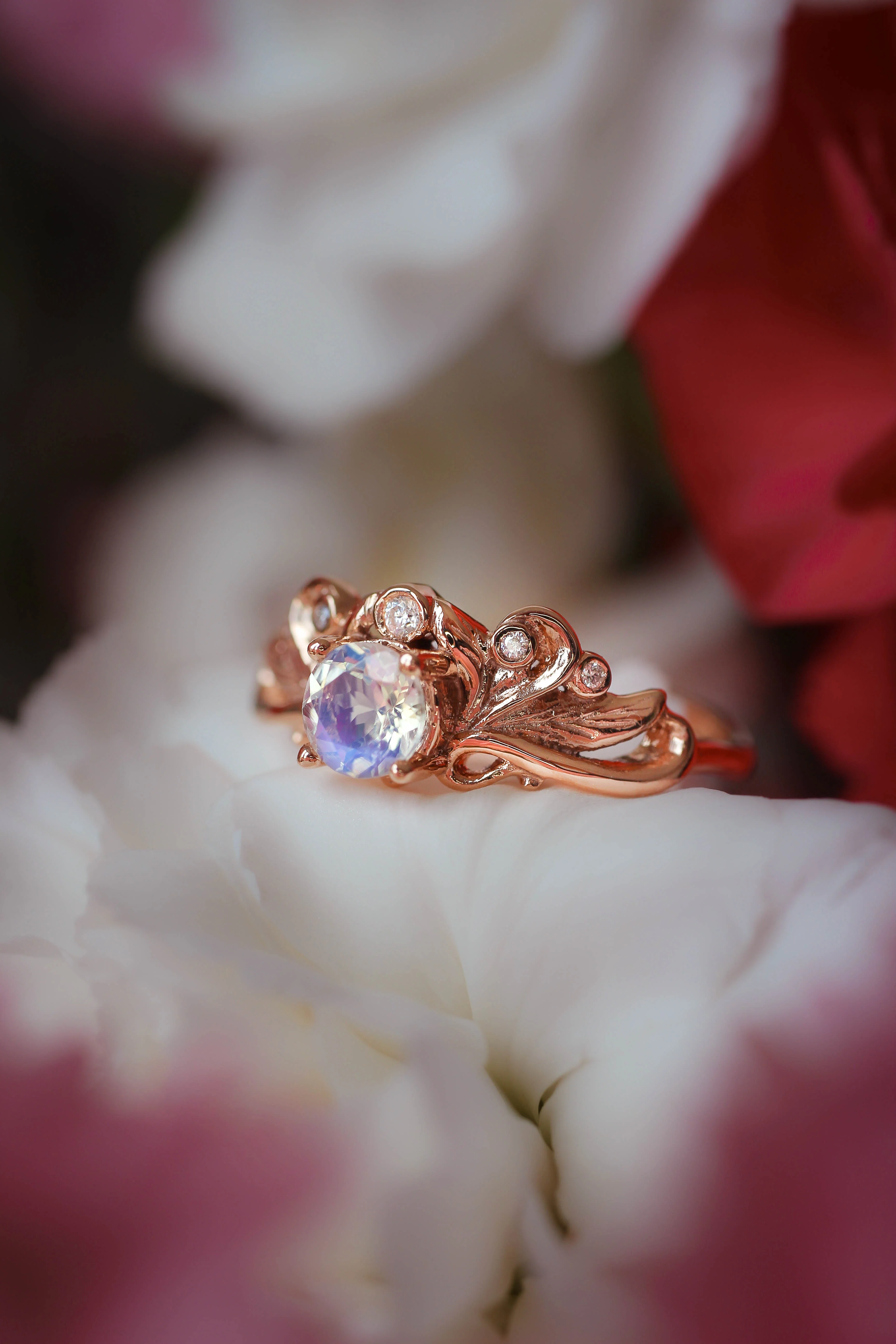 Blue moonstone vintage style bridal ring set / Damariss - Image 7