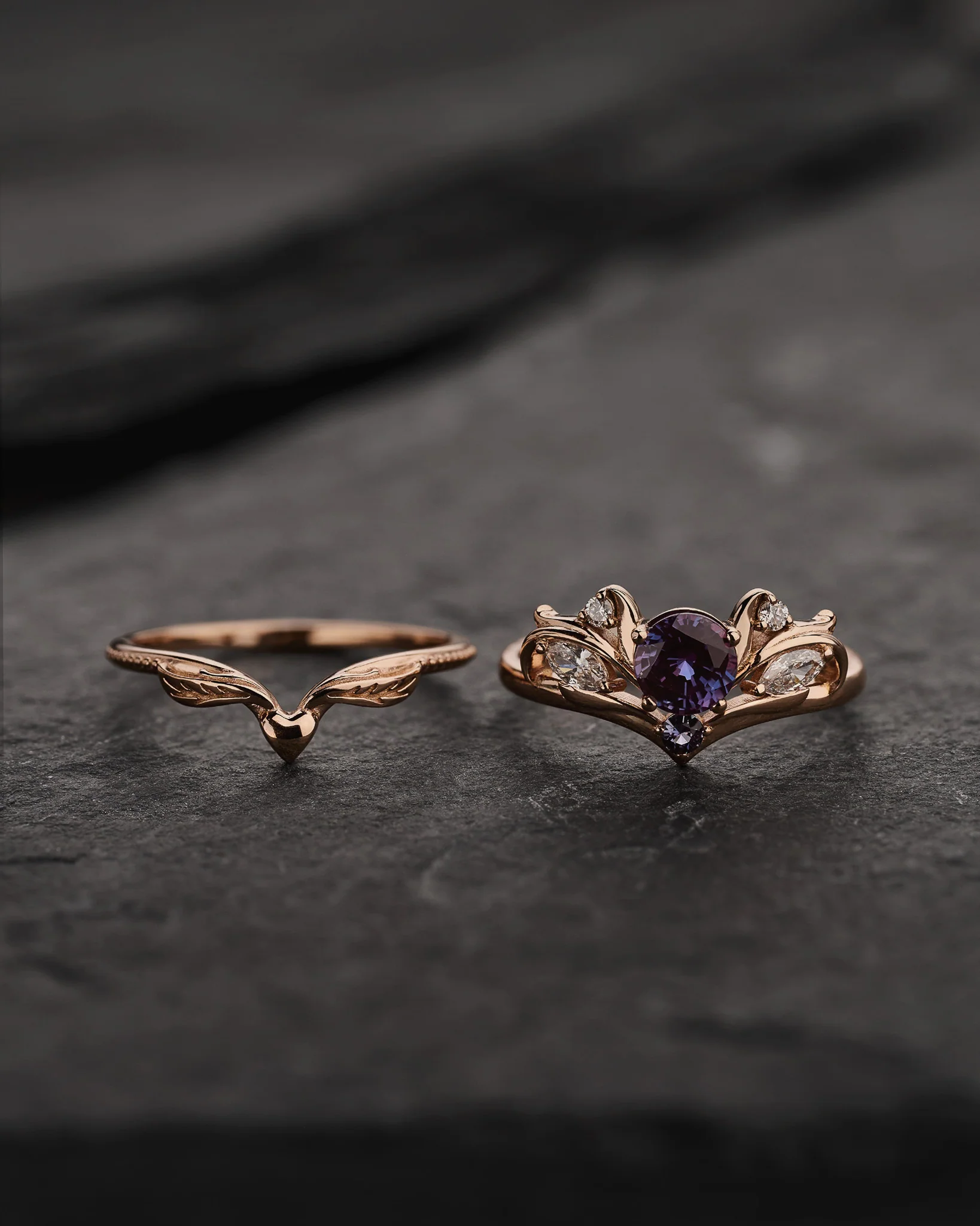 Bridal ring set with alexandrite / Swanlake - Image 3