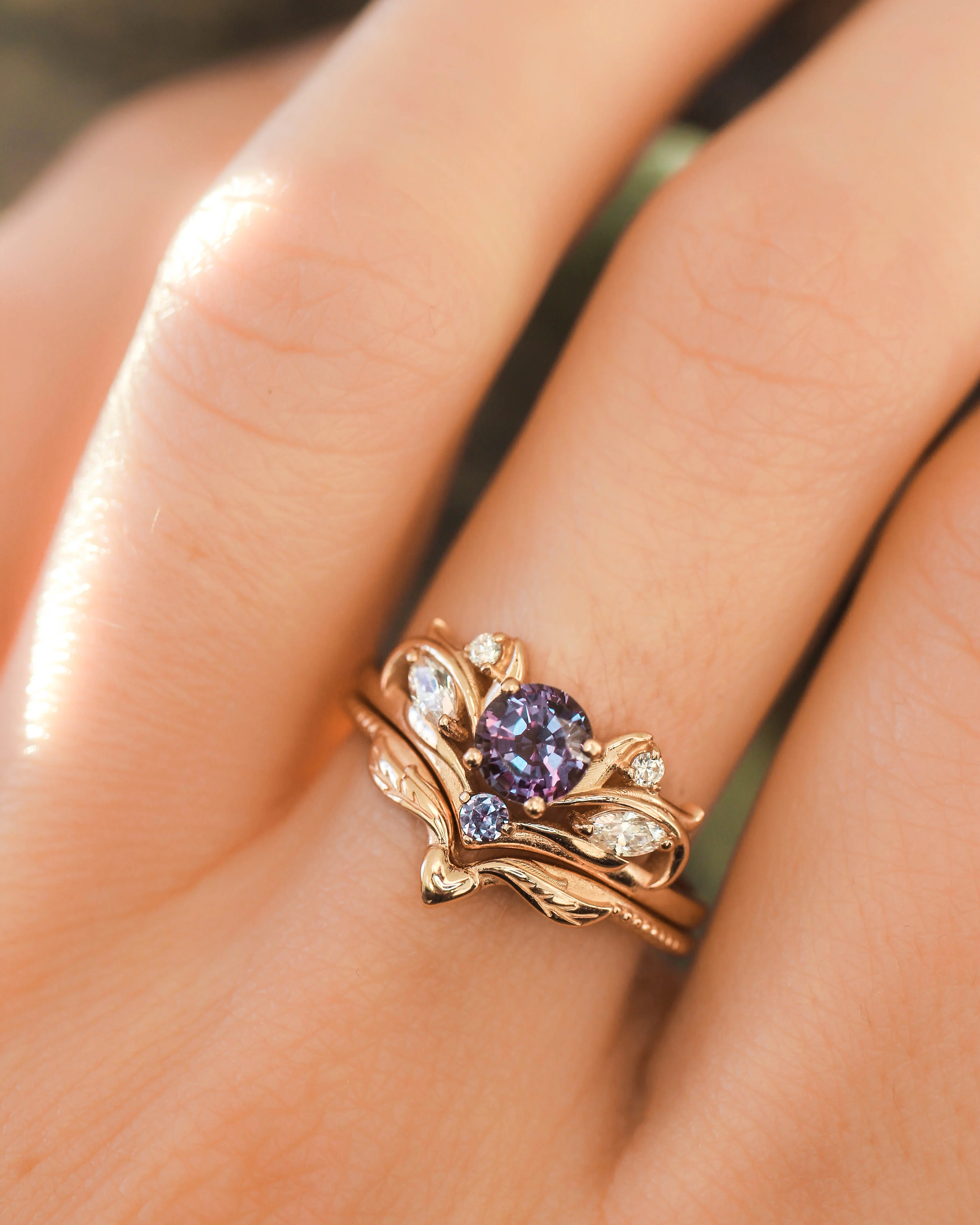 Bridal ring set with alexandrite / Swanlake - Image 6