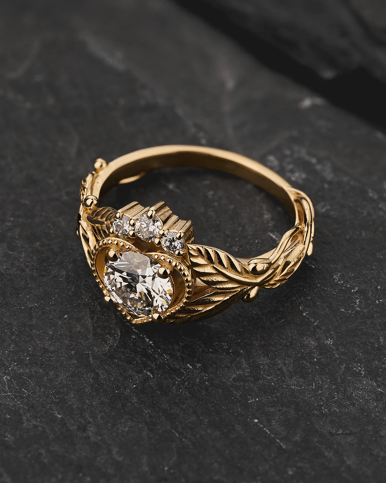 Celtic Engagement Ring with Round Diamond / Claddagh - Image 3