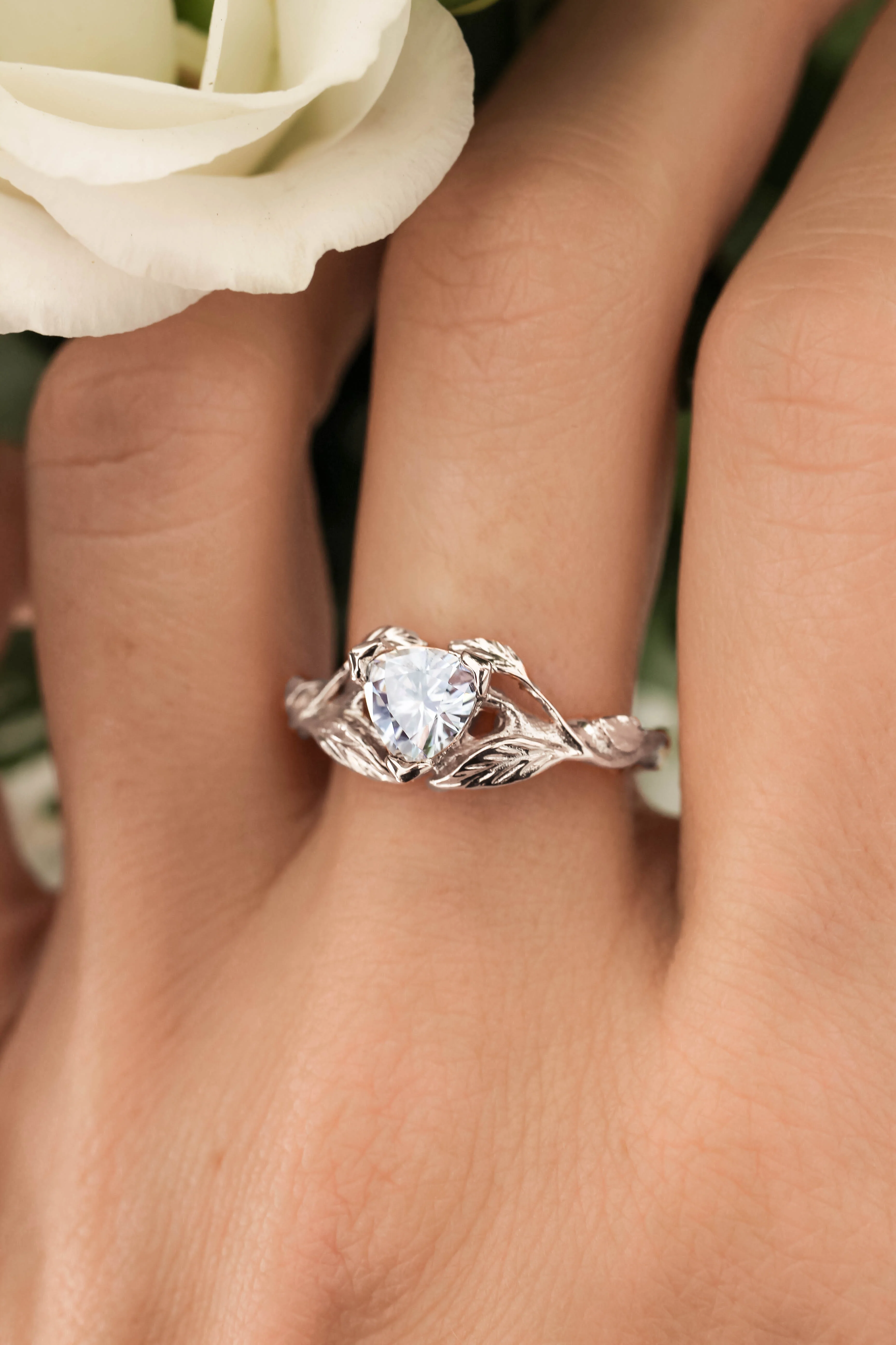 Clematis | branch engagement ring setting, trillion gemstone - Image 11