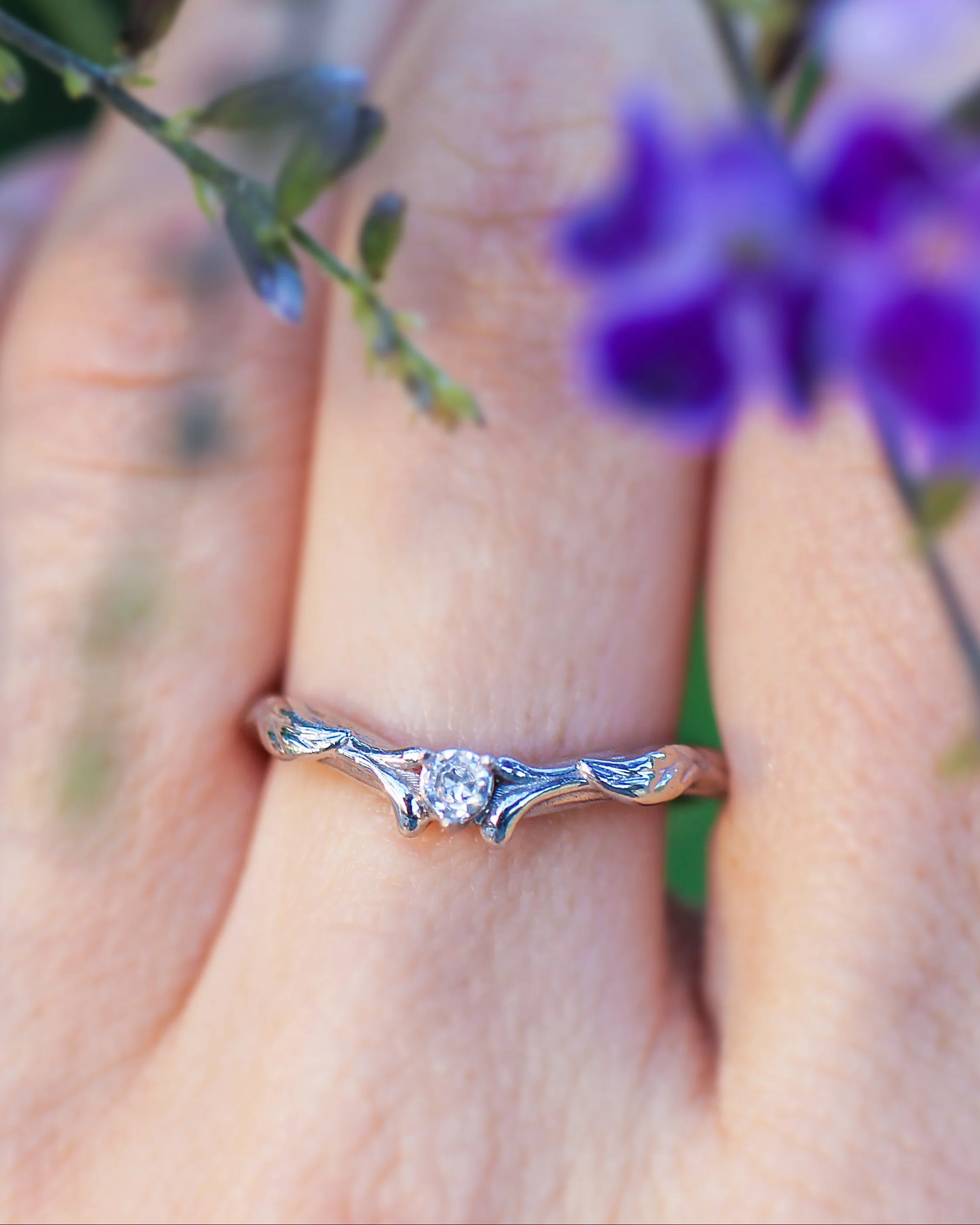 Curved leaf wedding ring, matching band for Wisteria - Image 7