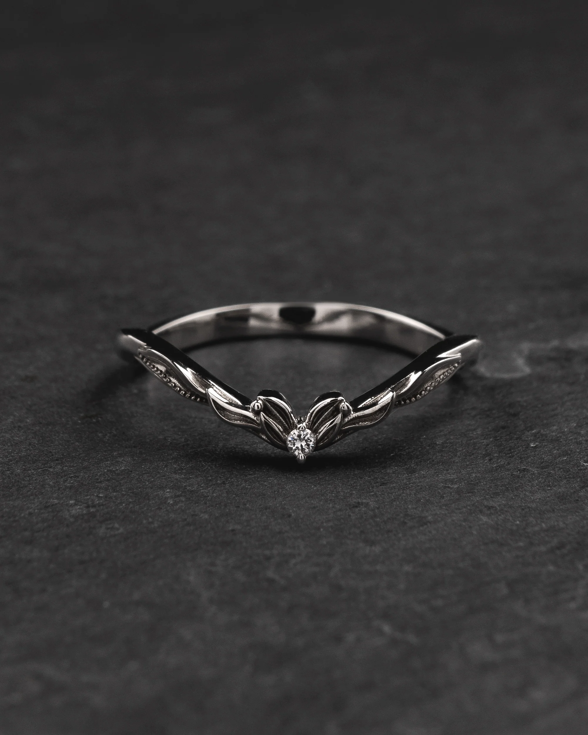 Curved wedding band with diamond, matching ring for Adonis - Image 5