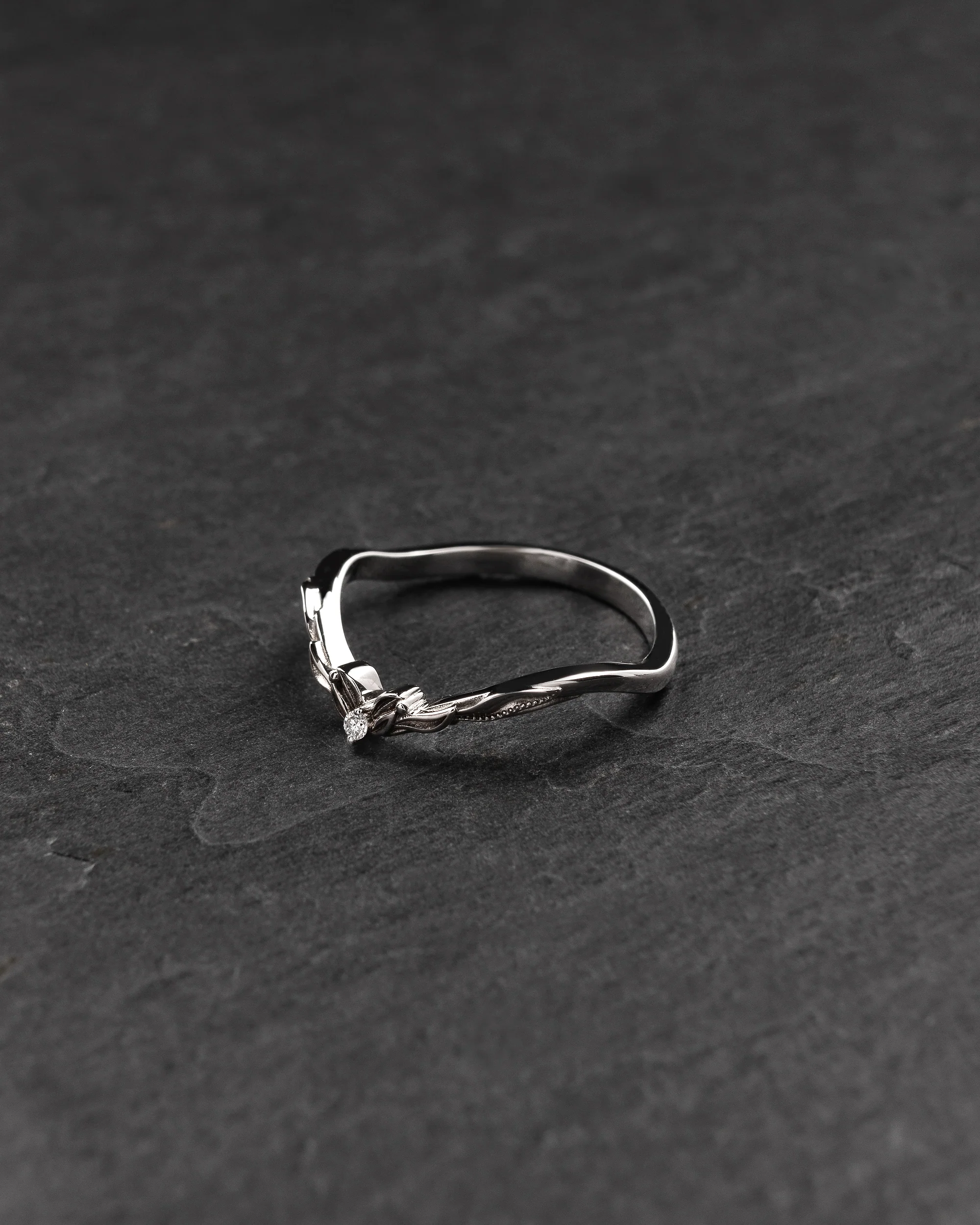 Curved wedding band with diamond, matching ring for Adonis - Image 6