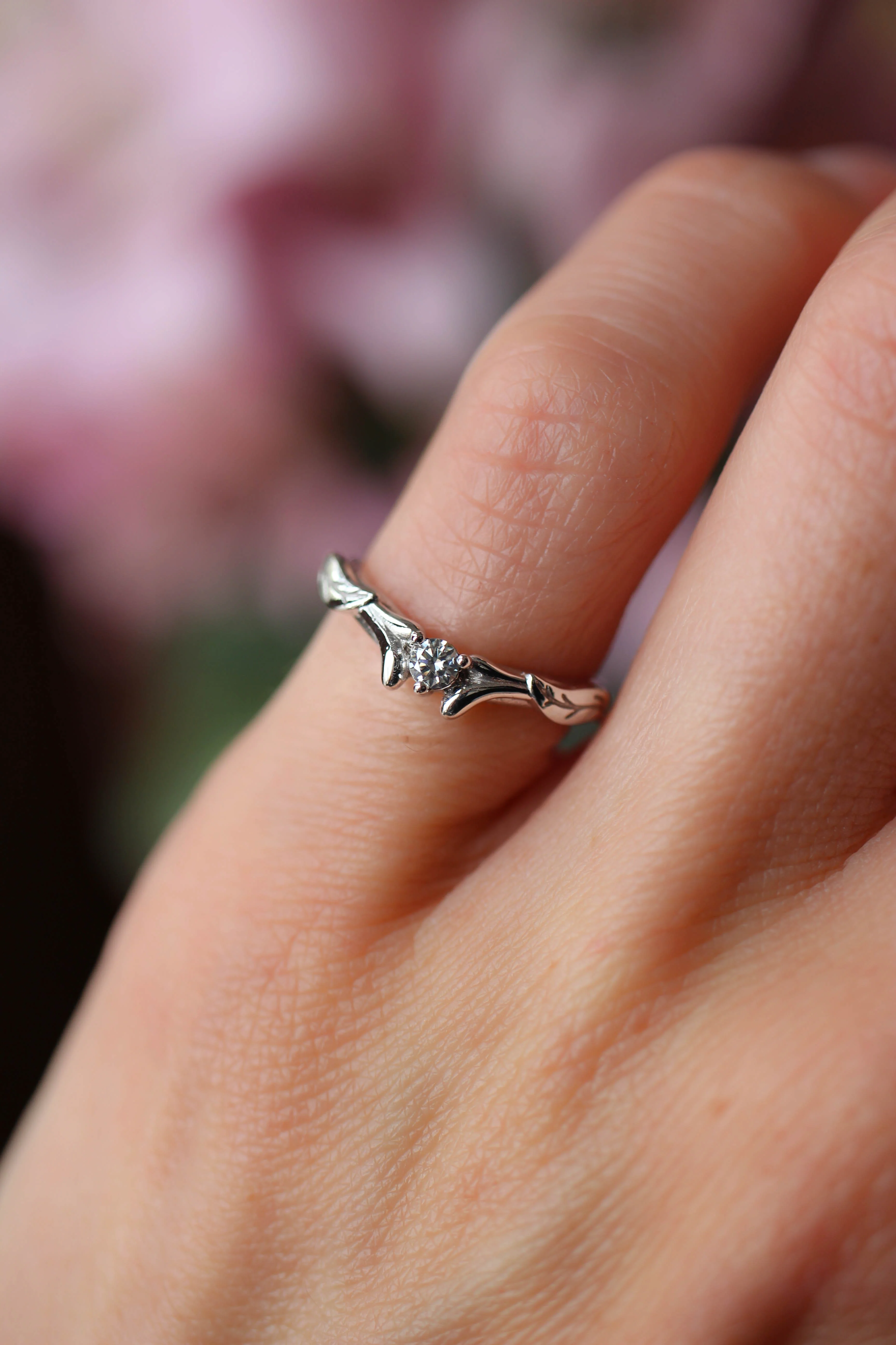 Diamond and leaves wedding band, matching ring for Wisteria - Image 10