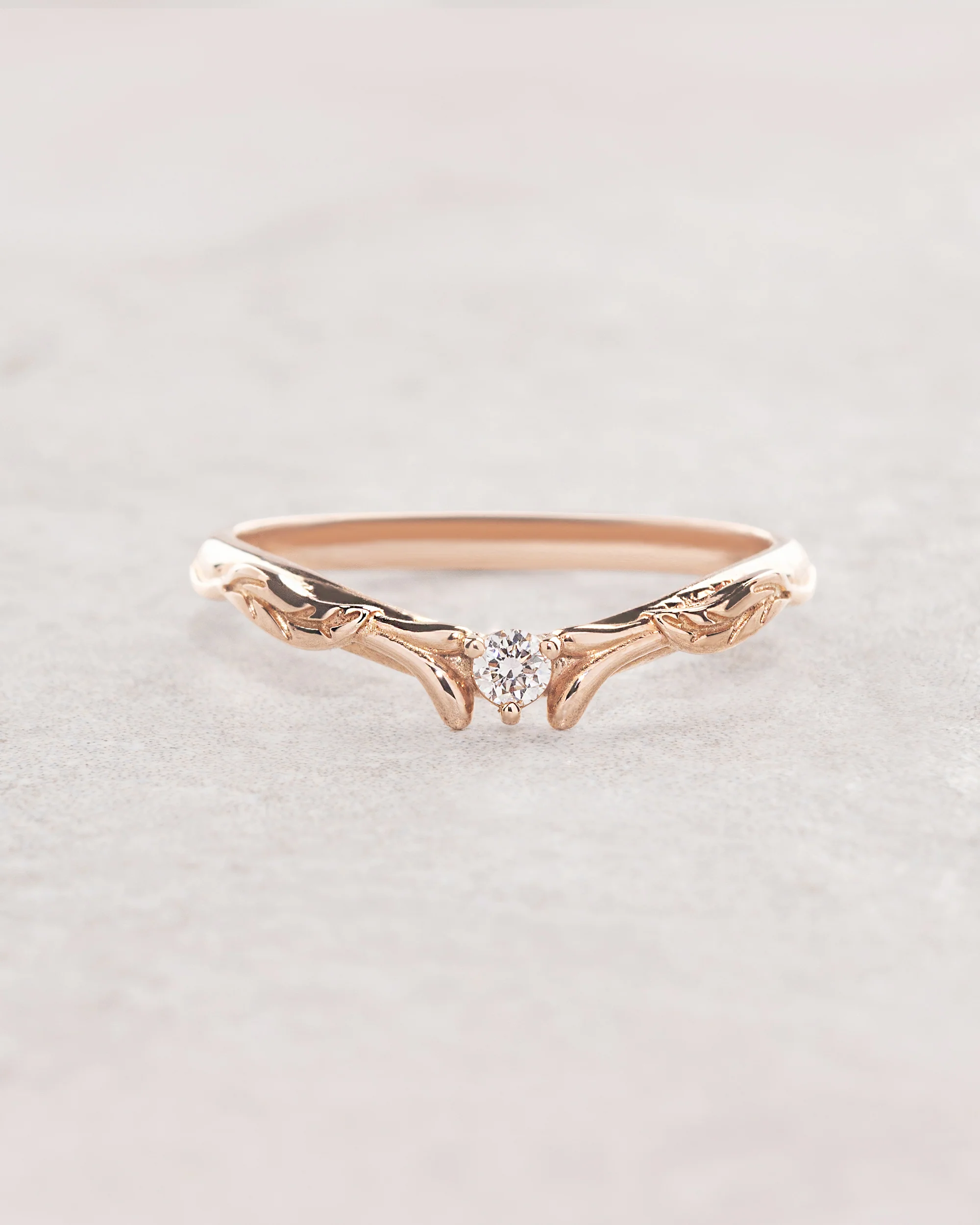 Diamond and leaves wedding band, matching ring for Wisteria - Image 3