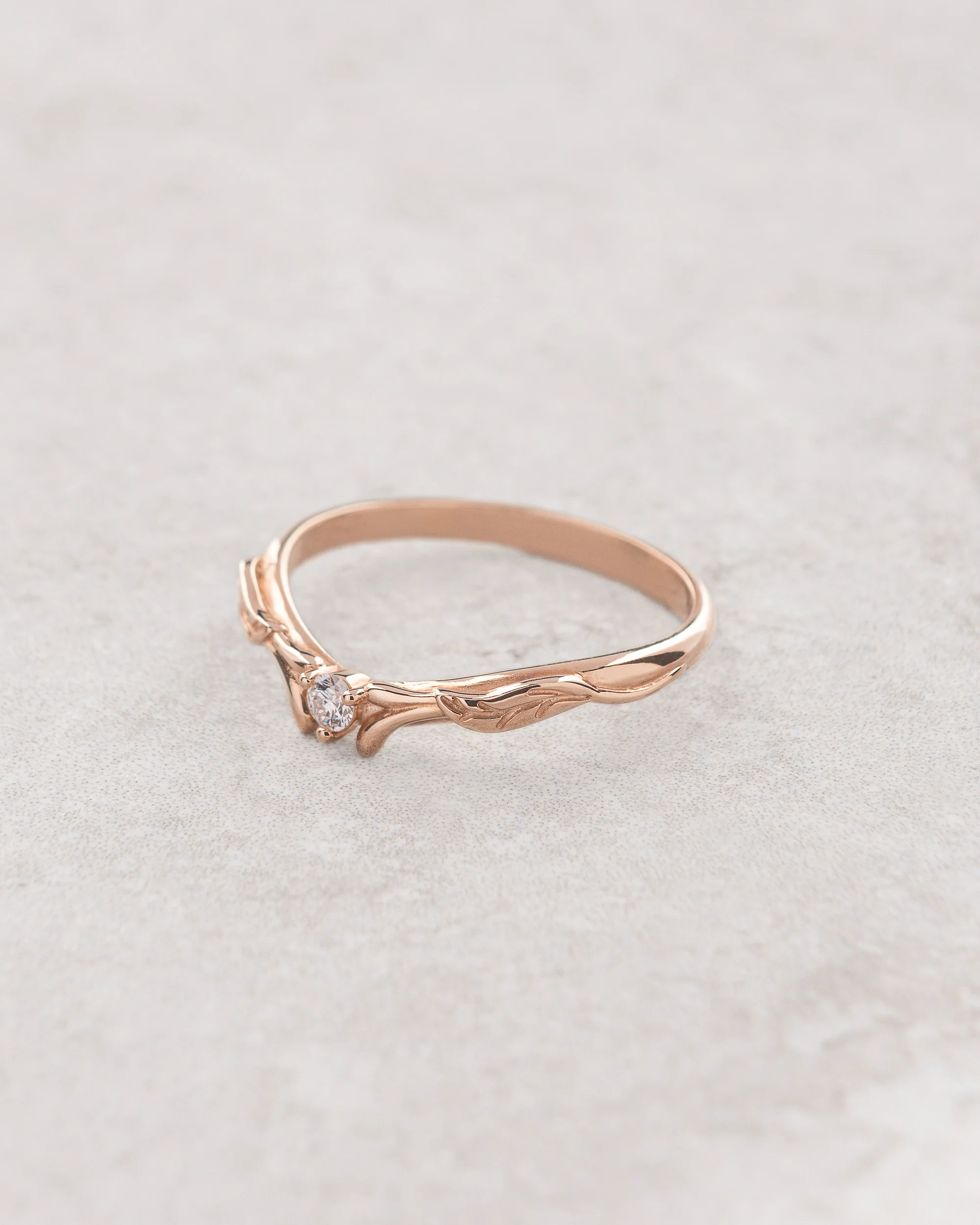 Diamond and leaves wedding band, matching ring for Wisteria - Image 4