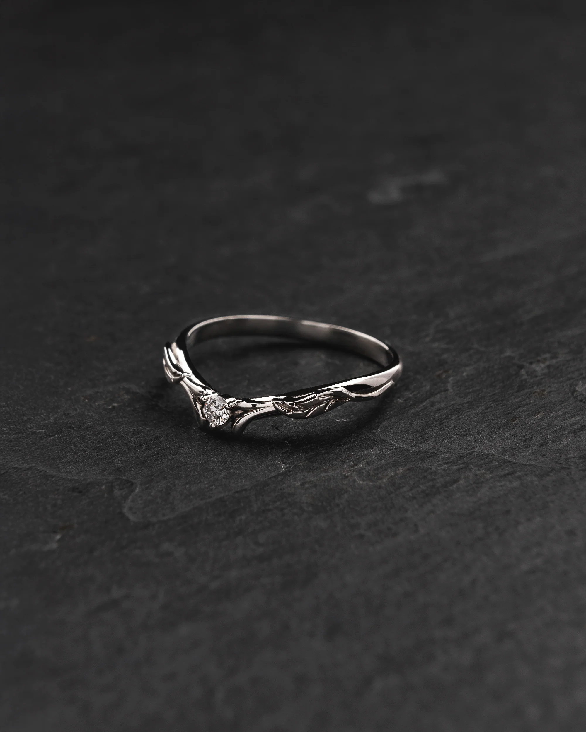 Diamond and leaves wedding band, matching ring for Wisteria - Image 8