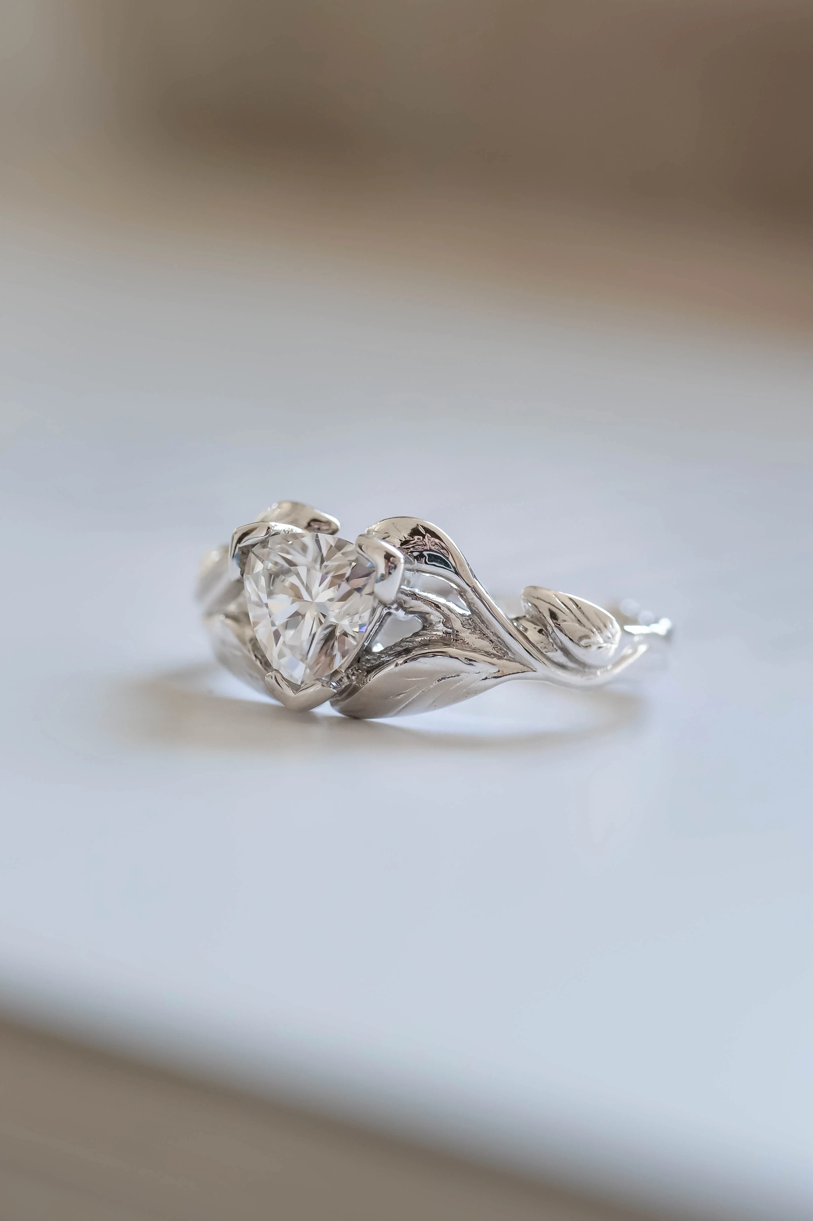 Lab Grown diamond gold engagement ring, trillion cut proposal ring / Clematis - Image 8