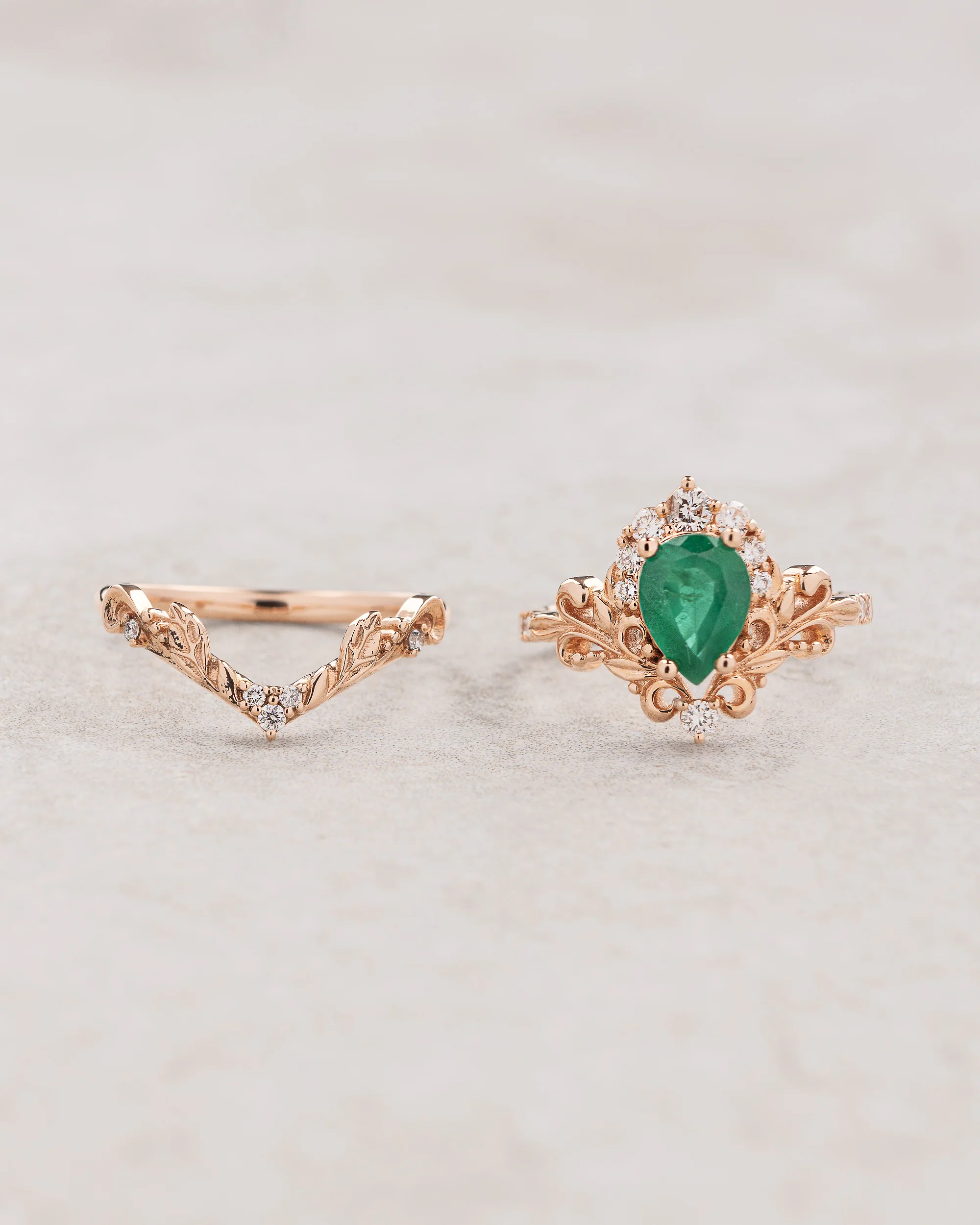 Five diamonds curved wedding band | matching wedding ring for Sophie - Image 3