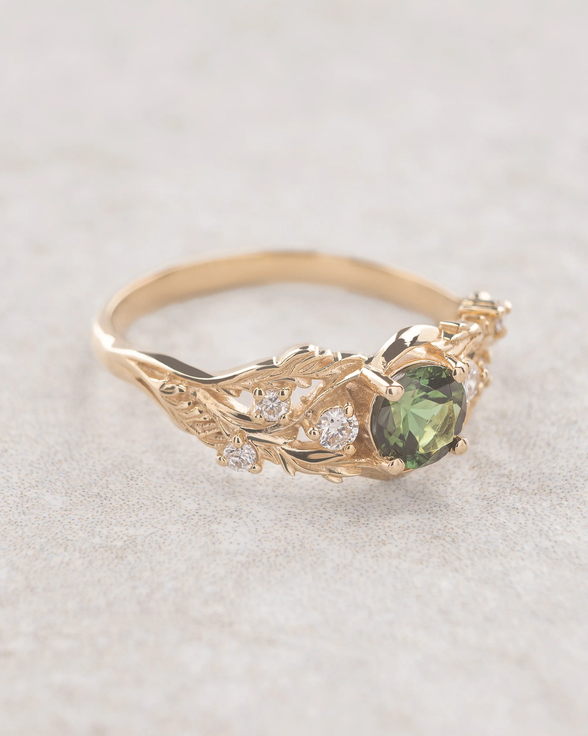 Green tourmaline and diamonds ring / Japanese Maple - Image 4