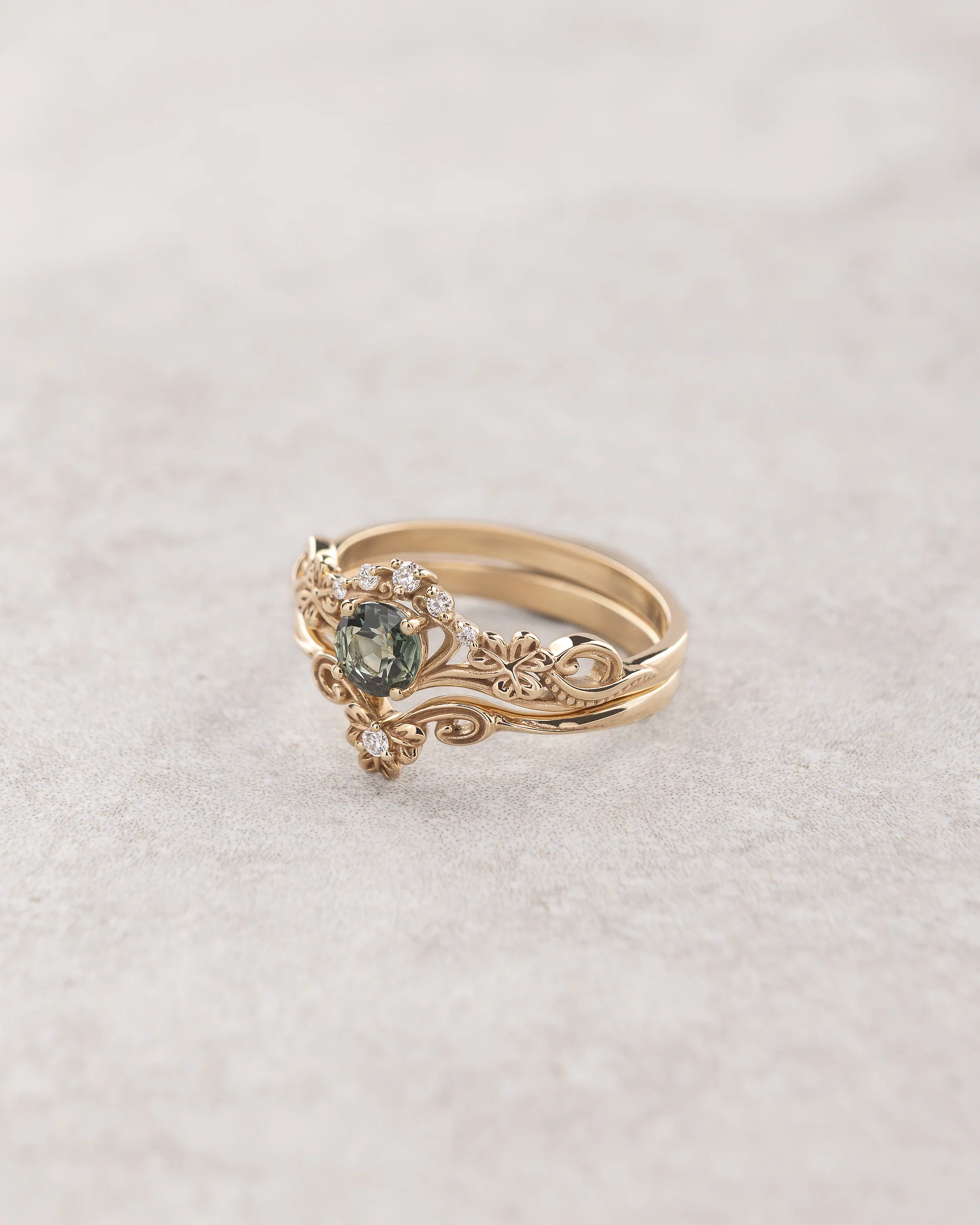 Horta round | bridal ring setting, engagement & wedding band set - Image 3