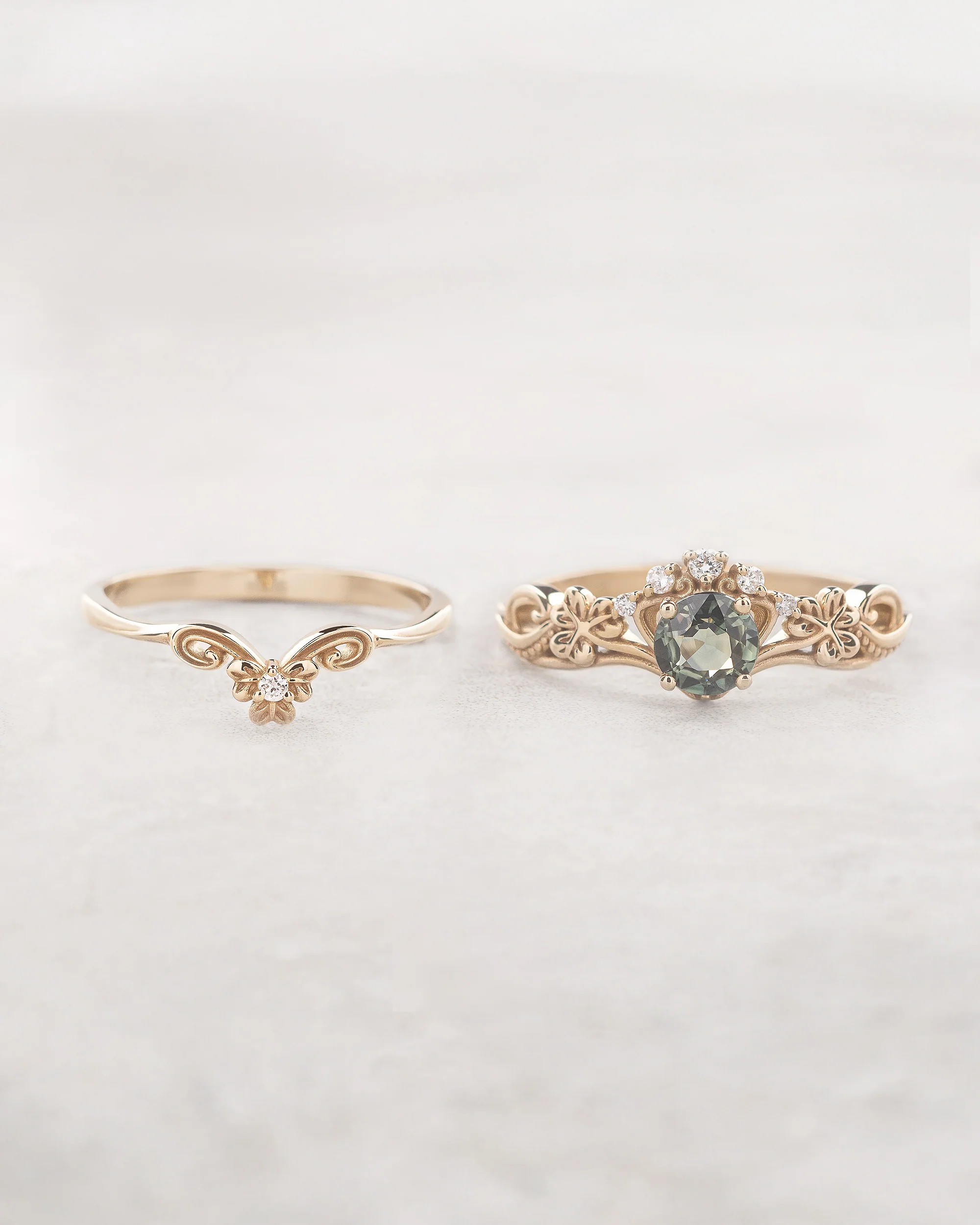 Horta round | bridal ring setting, engagement & wedding band set - Image 4