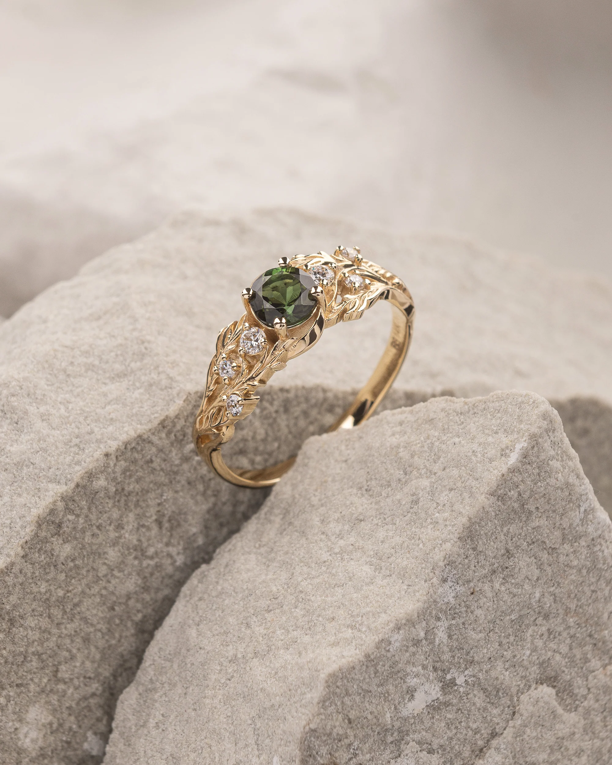 Green tourmaline and diamonds ring / Japanese Maple - Image 3