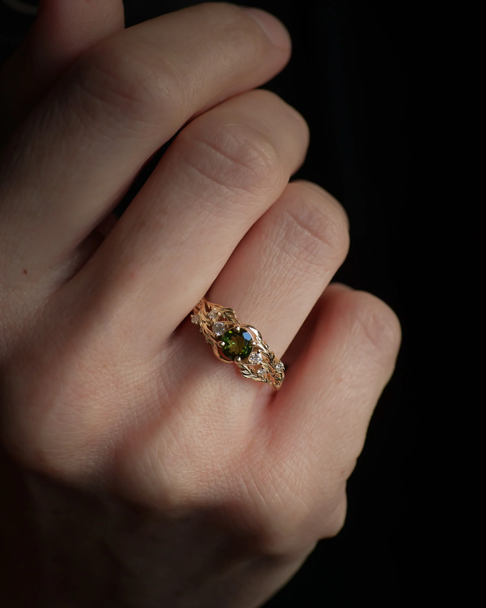 Green tourmaline and diamonds ring / Japanese Maple - Image 5