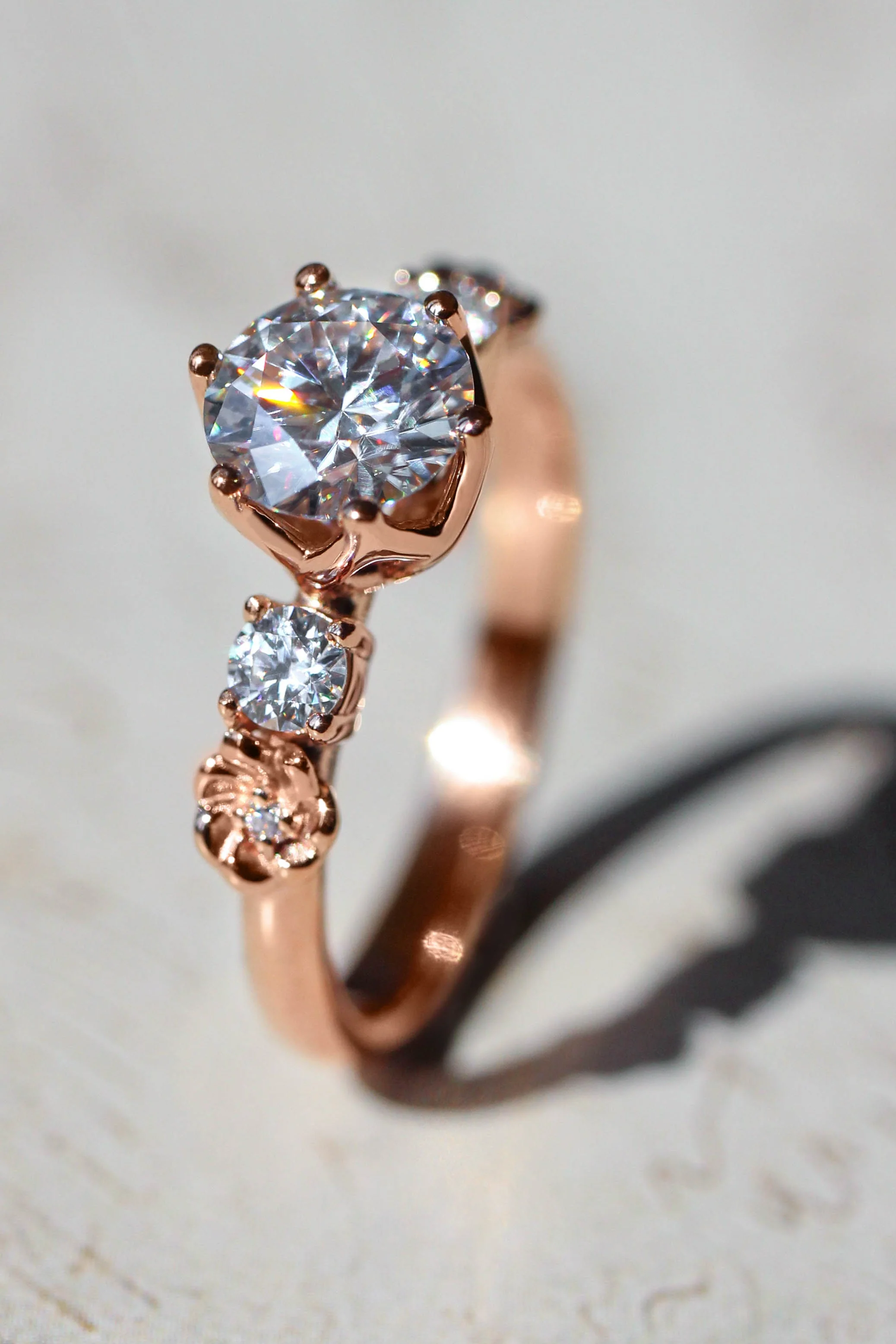 Lab grown diamond engagement ring, floral engagement ring with diamonds / Fiorella - Image 4