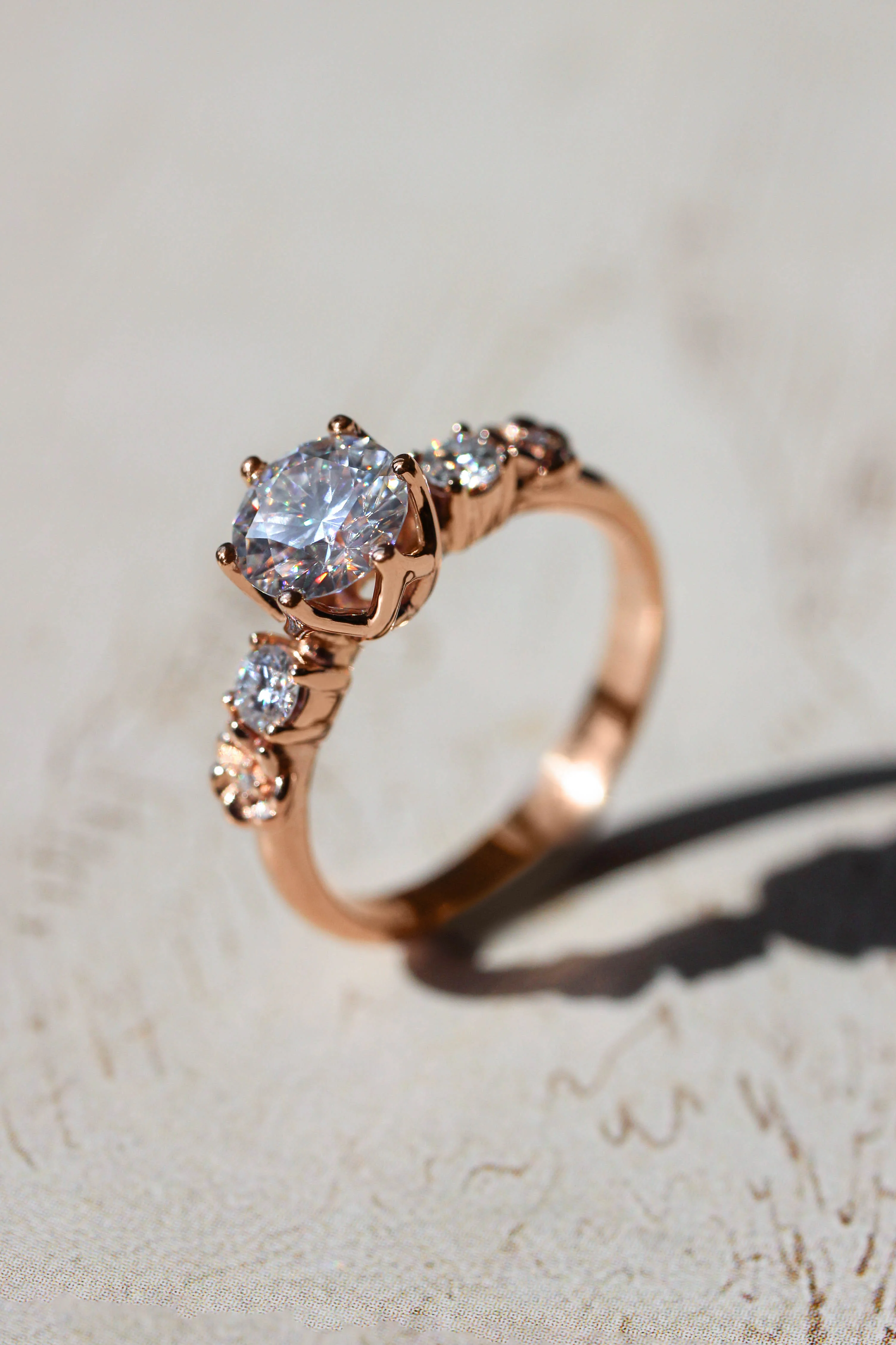 Lab grown diamond engagement ring, floral engagement ring with diamonds / Fiorella - Image 5