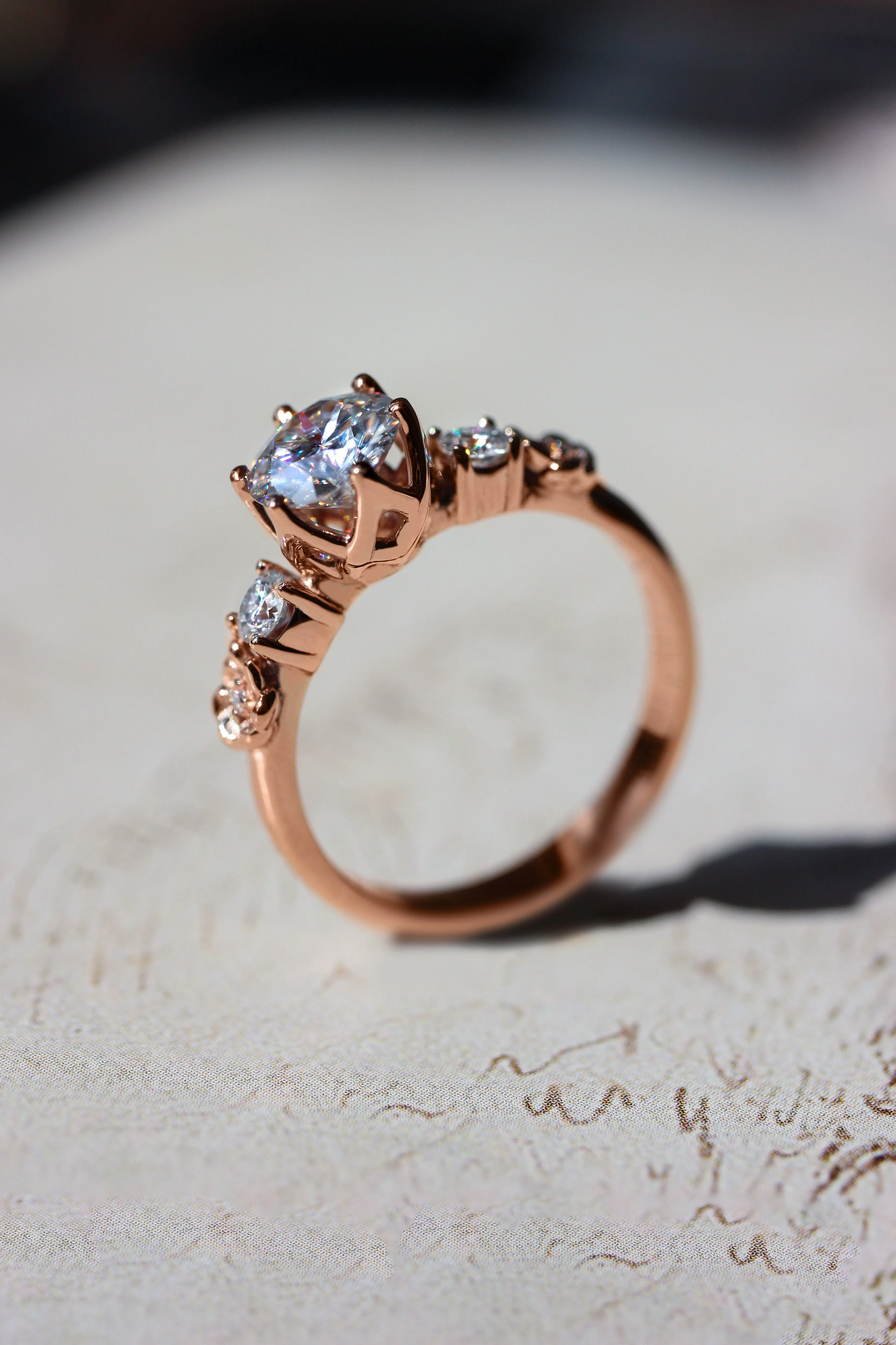 Lab grown diamond engagement ring, floral engagement ring with diamonds / Fiorella - Image 6