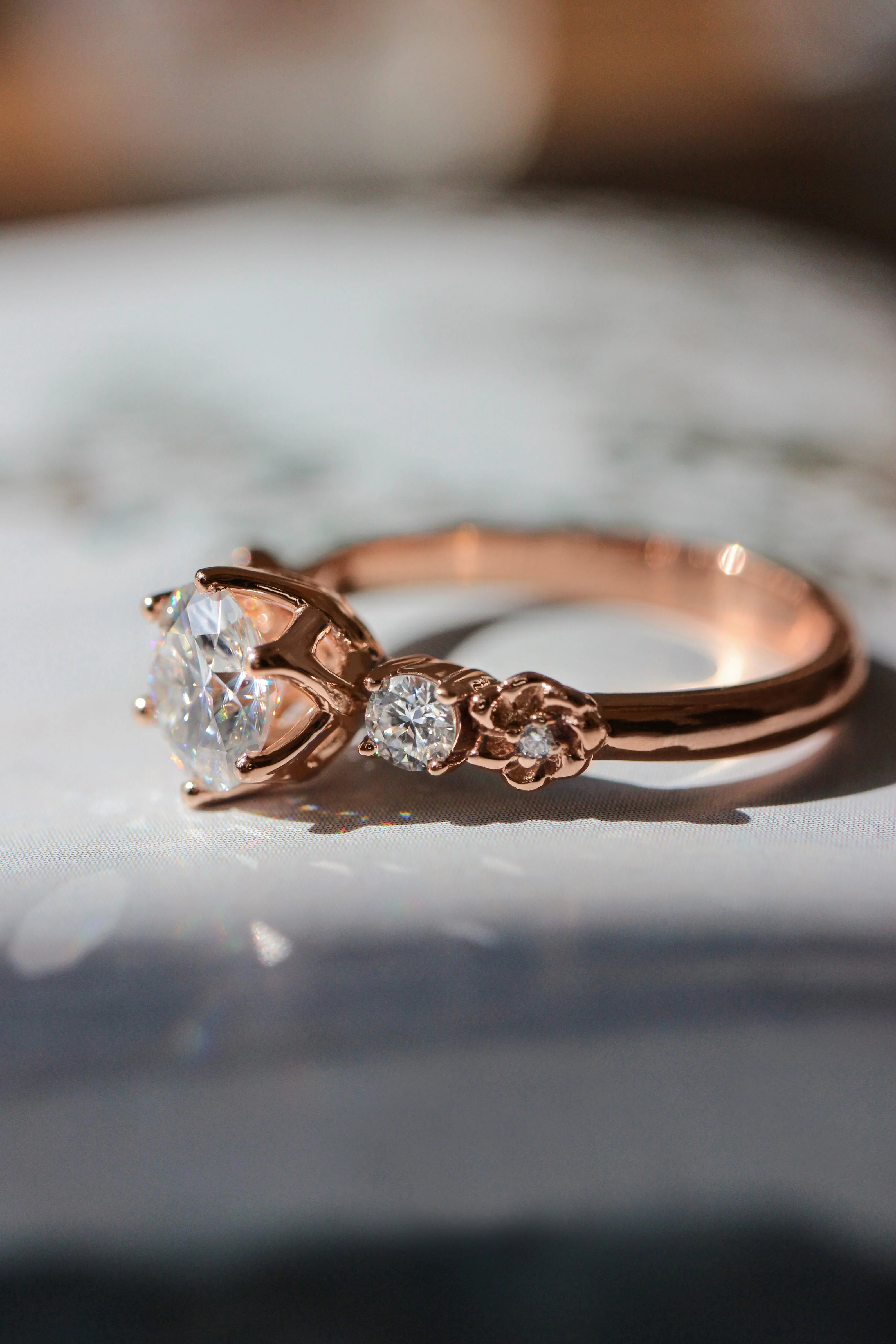 Lab grown diamond engagement ring, floral engagement ring with diamonds / Fiorella - Image 7