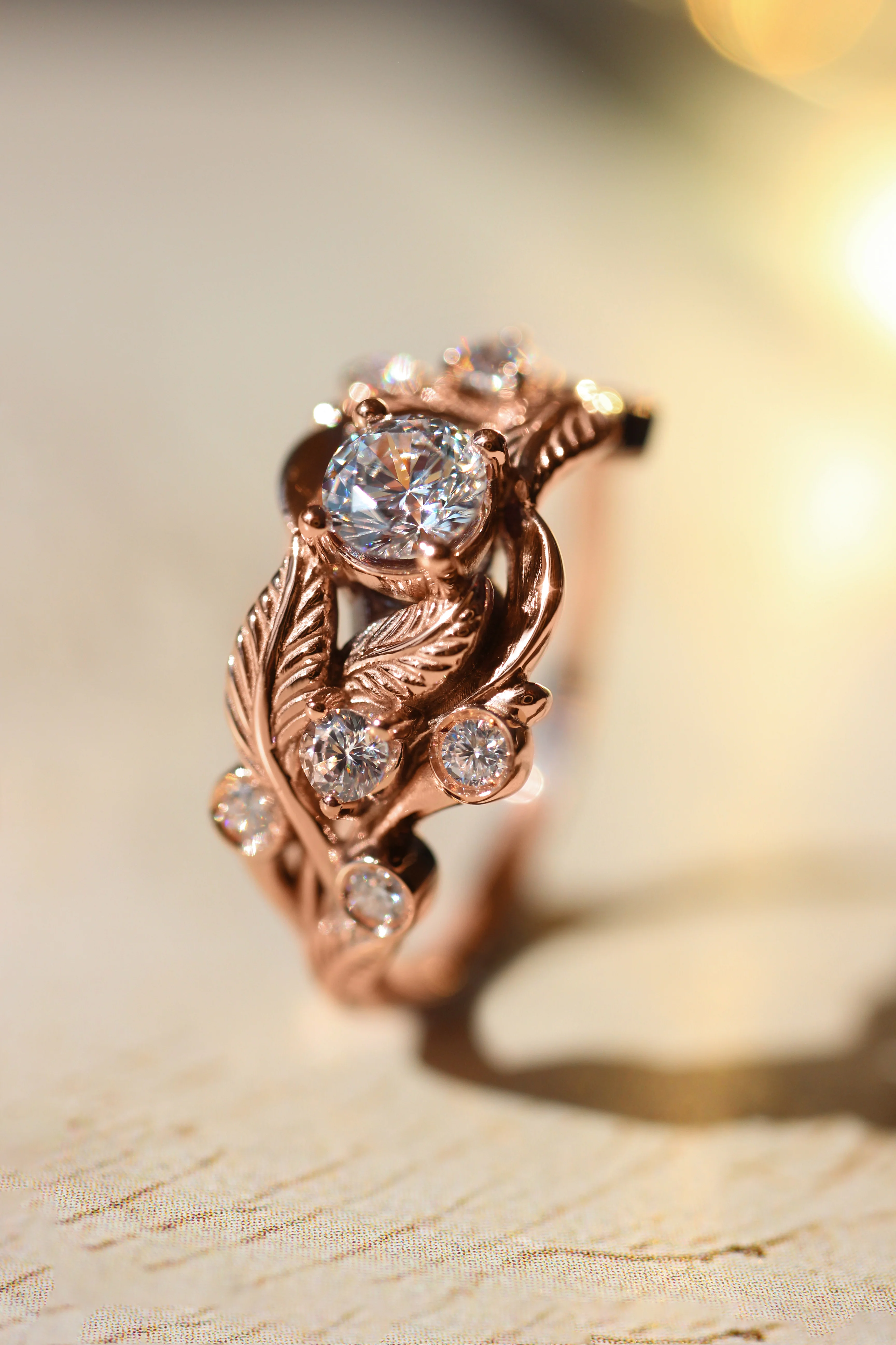 Leaf engagement ring with diamonds / Emilia - Image 4