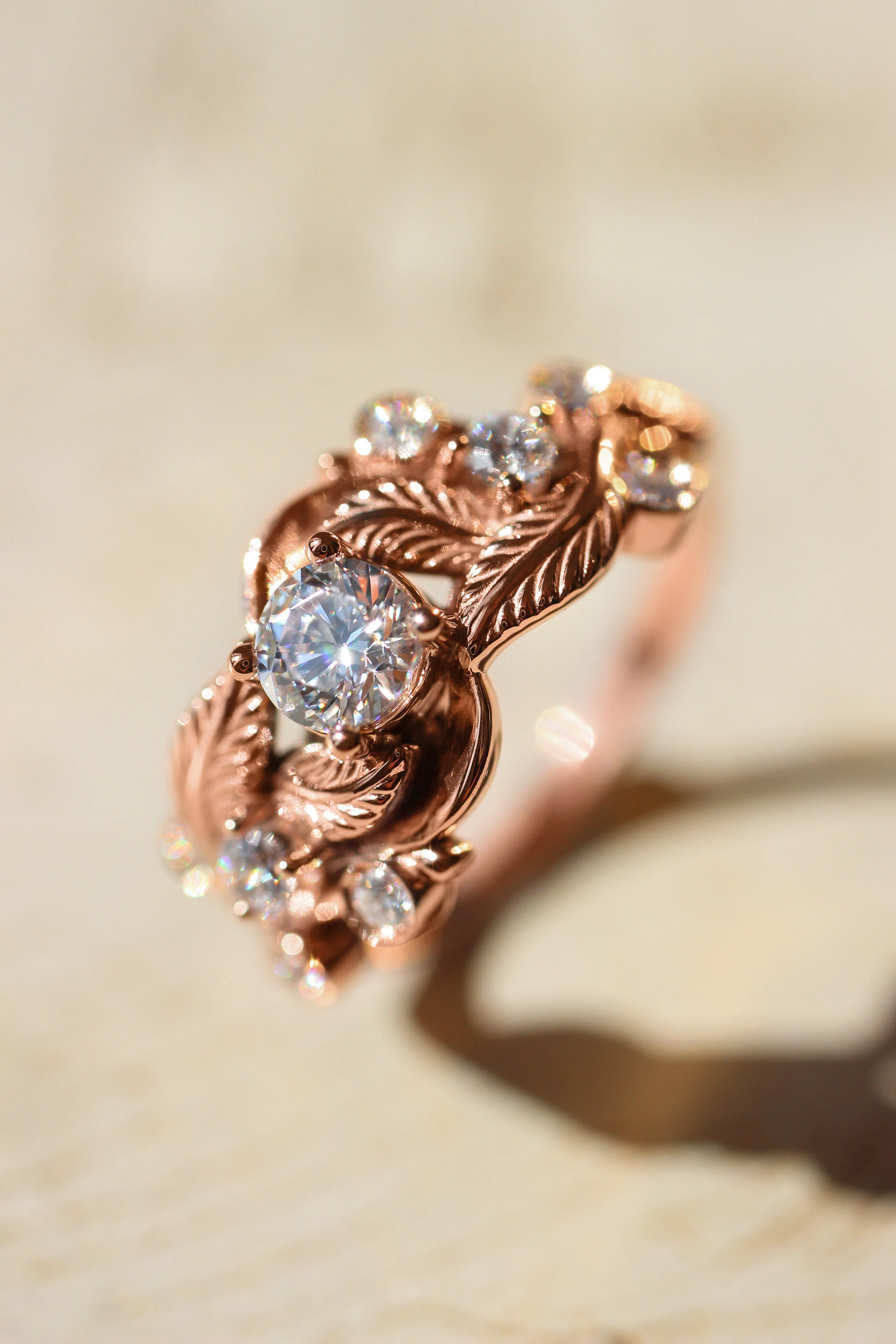 Leaf engagement ring with diamonds / Emilia - Image 5