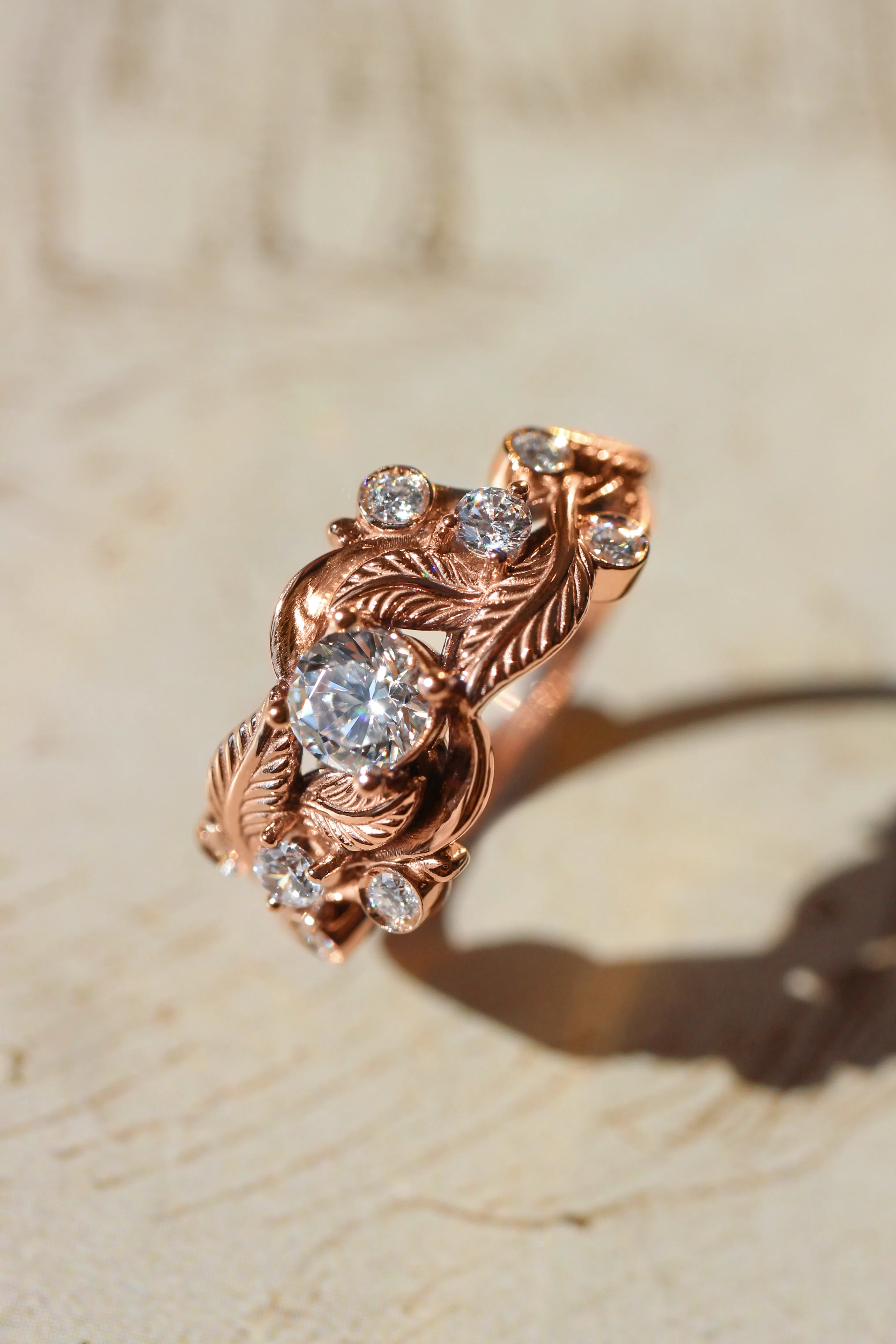 Leaf engagement ring with diamonds / Emilia - Image 7
