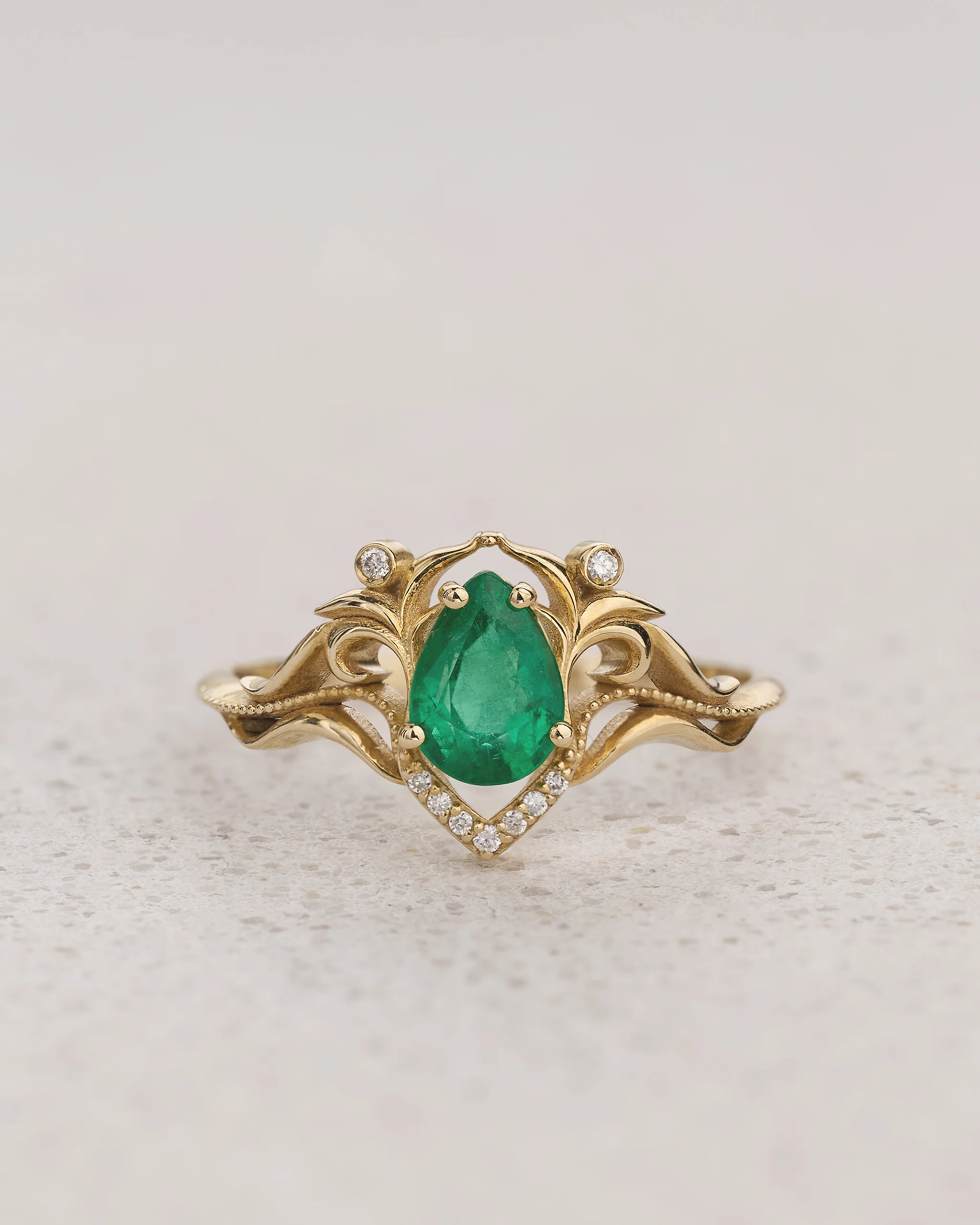 Natural emerald and diamonds engagement ring / Lida small - Image 8