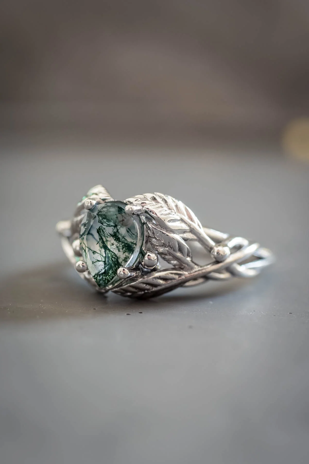 Natural moss agate engagement ring, tree branch ring / Viola - Image 3