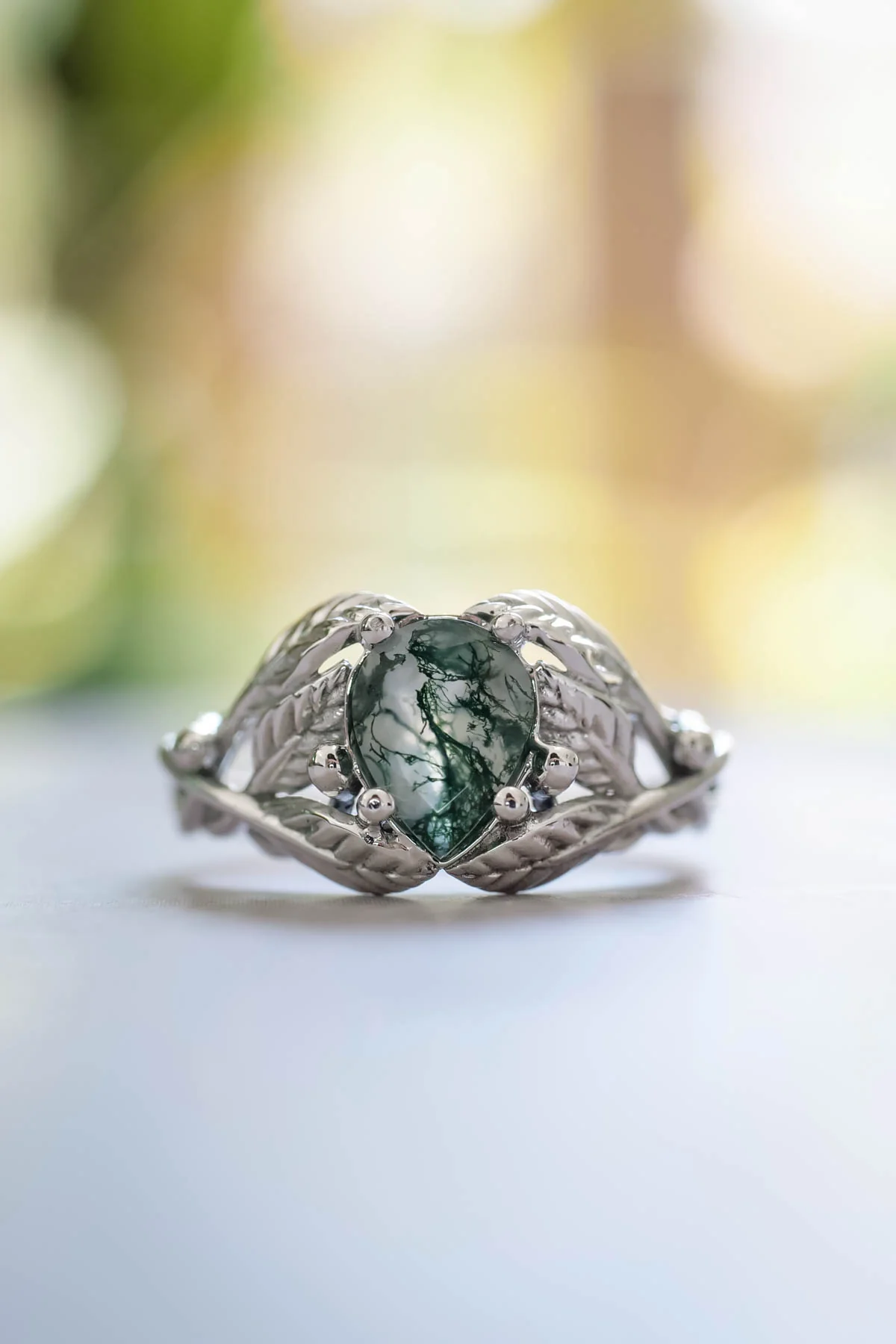 Natural moss agate engagement ring, tree branch ring / Viola - Image 4