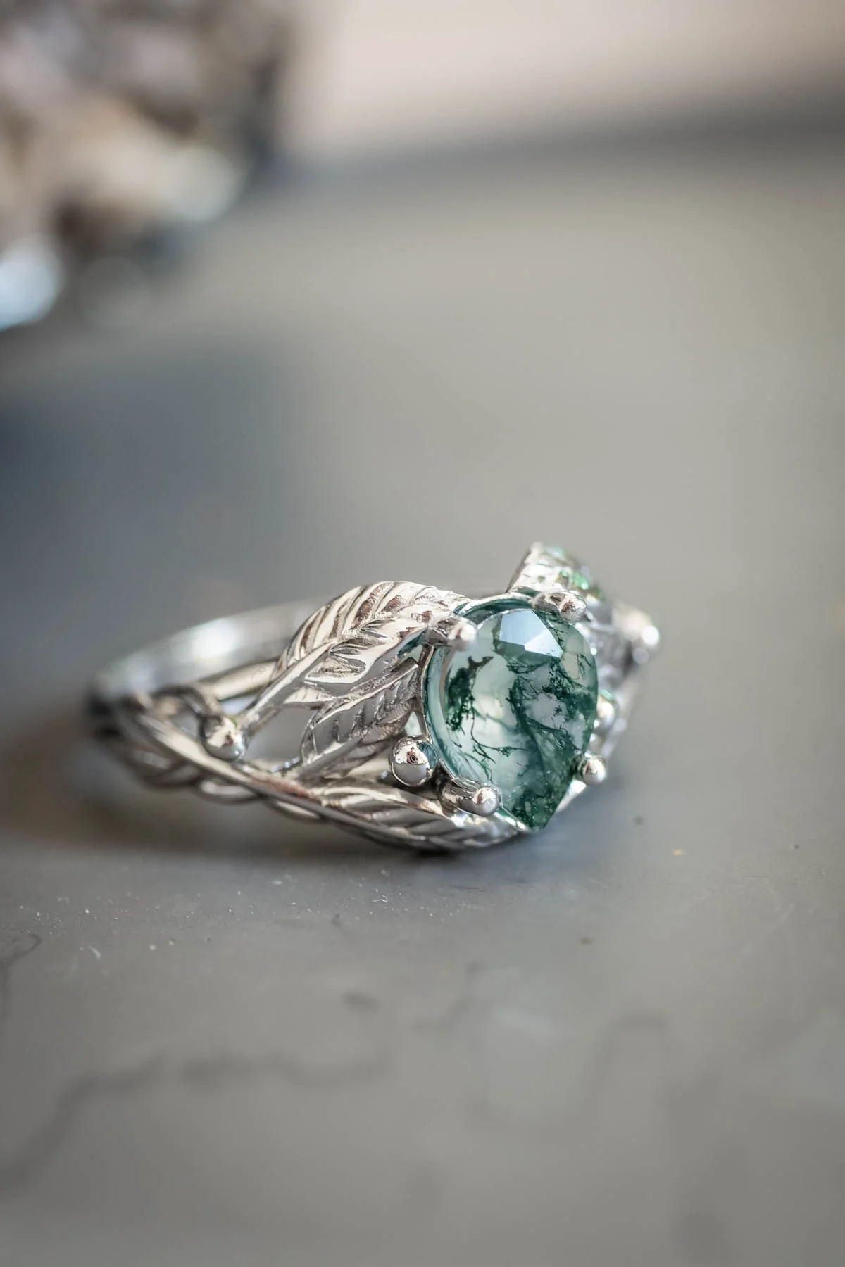 Natural moss agate engagement ring, tree branch ring / Viola - Image 7