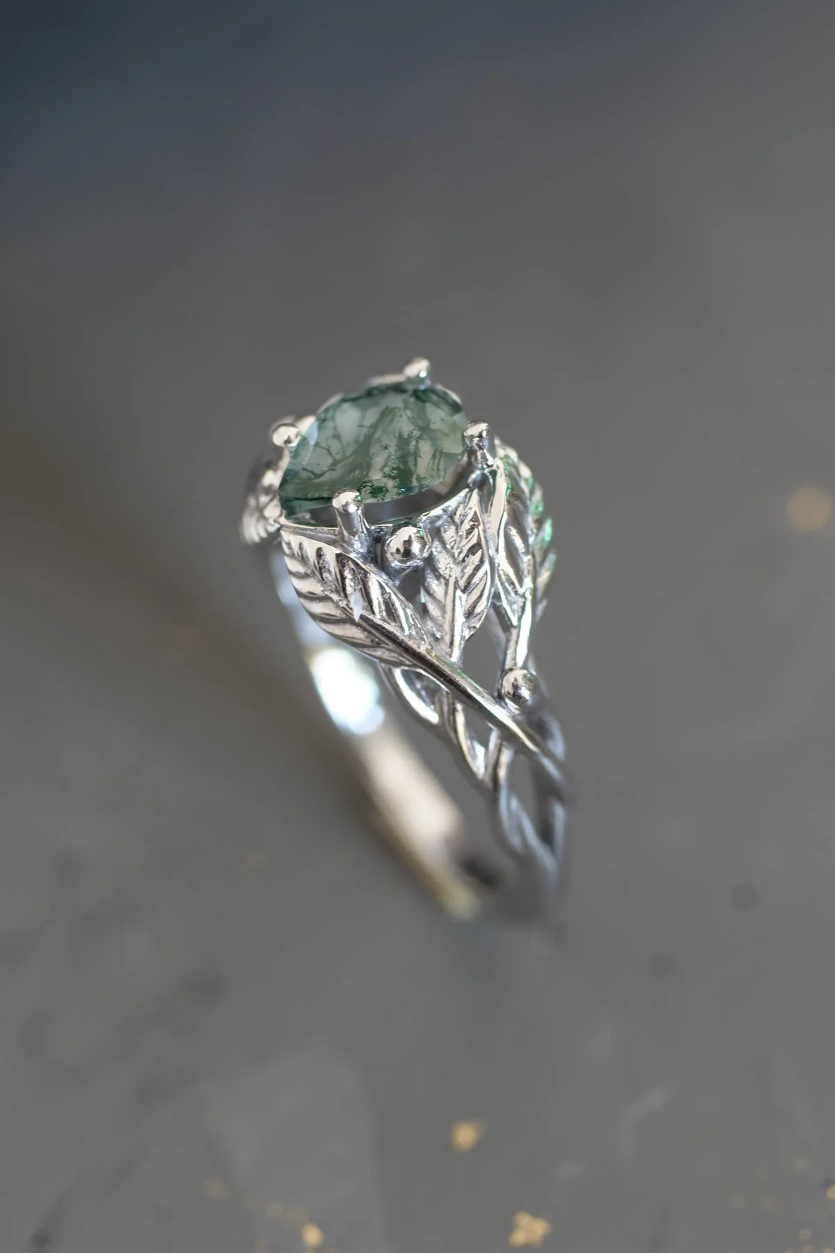 Natural moss agate engagement ring, tree branch ring / Viola - Image 9