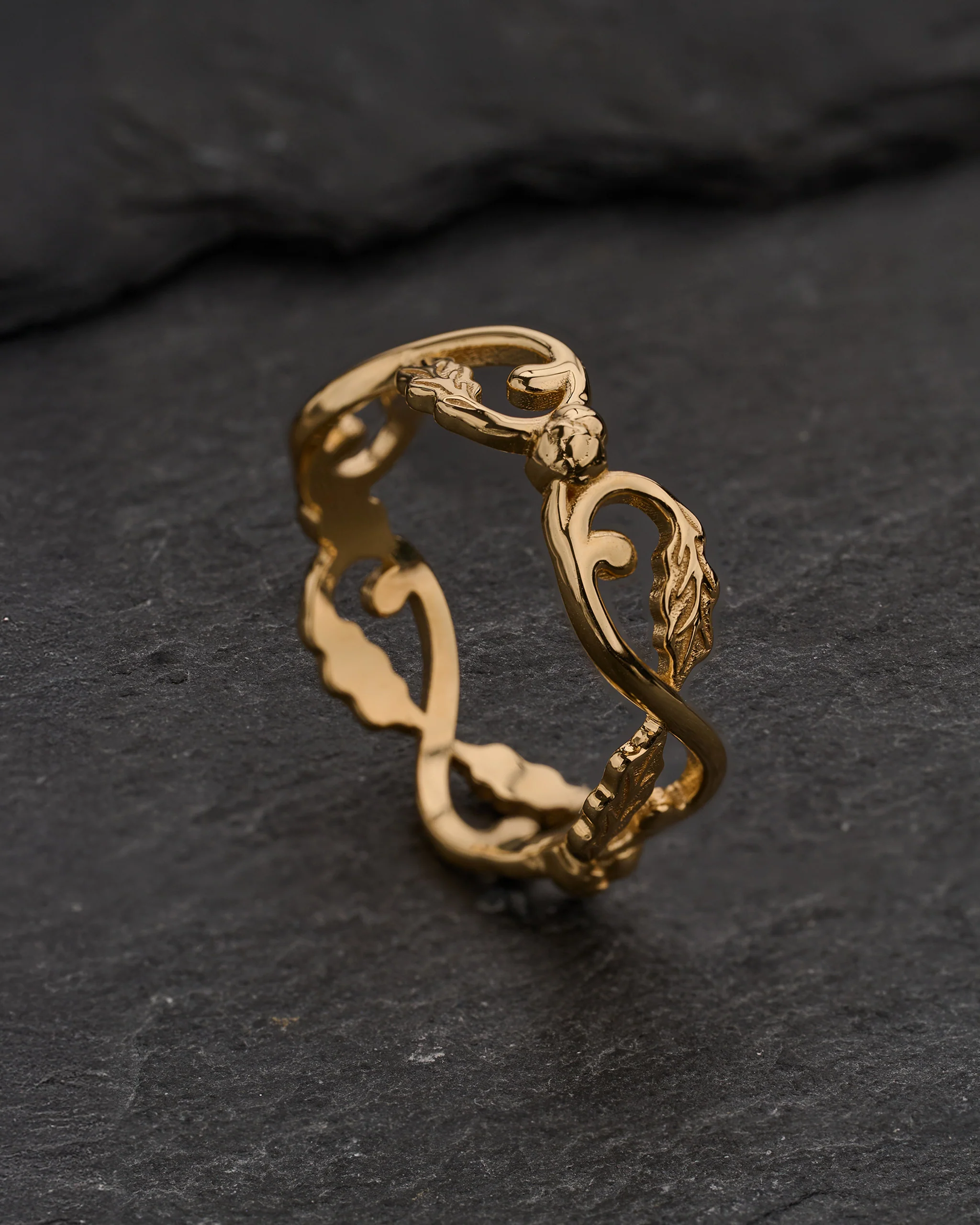 Swirly oak leaves wedding band - Image 4