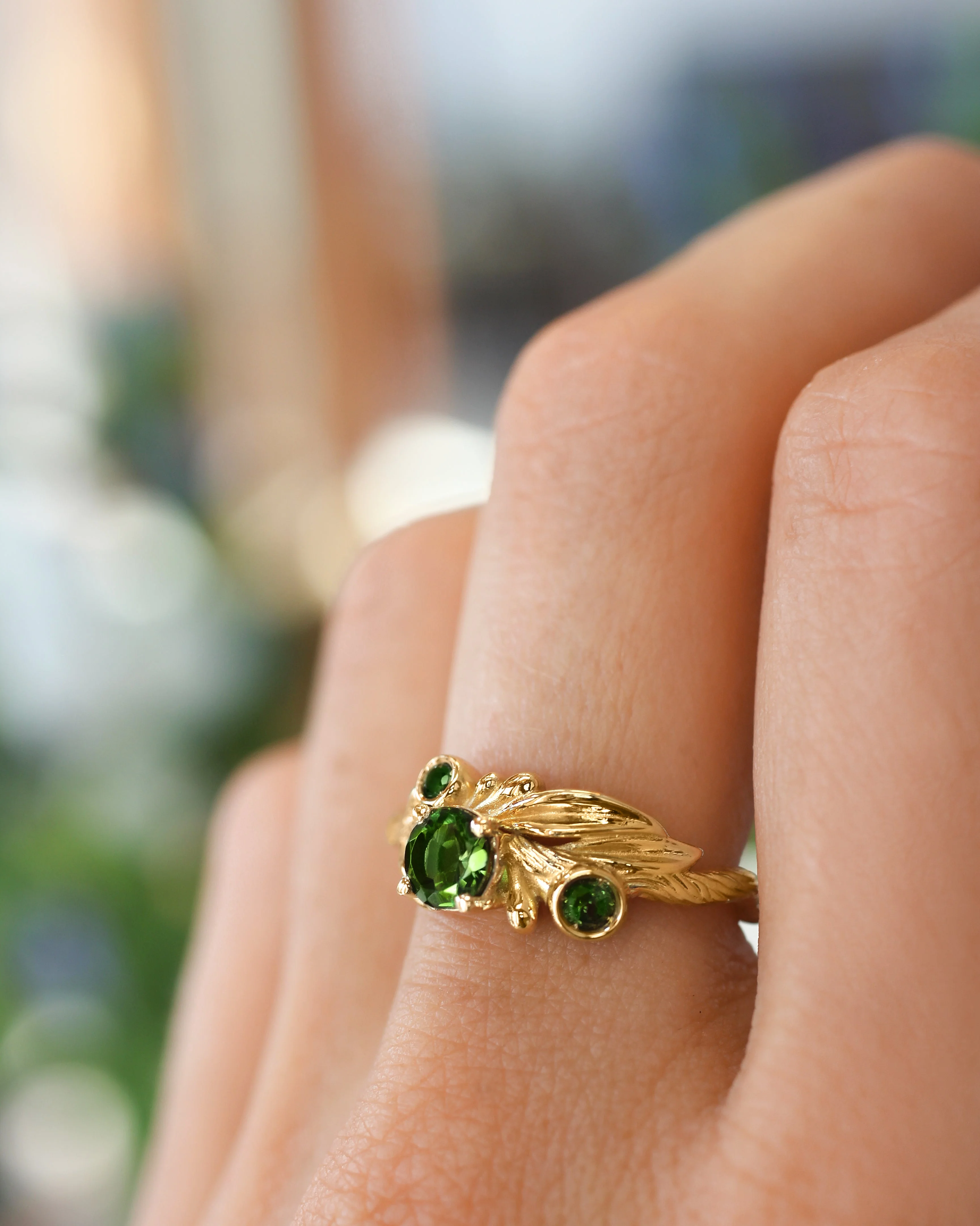 Olive branch ring with green tourmalines / Olivia - Image 5