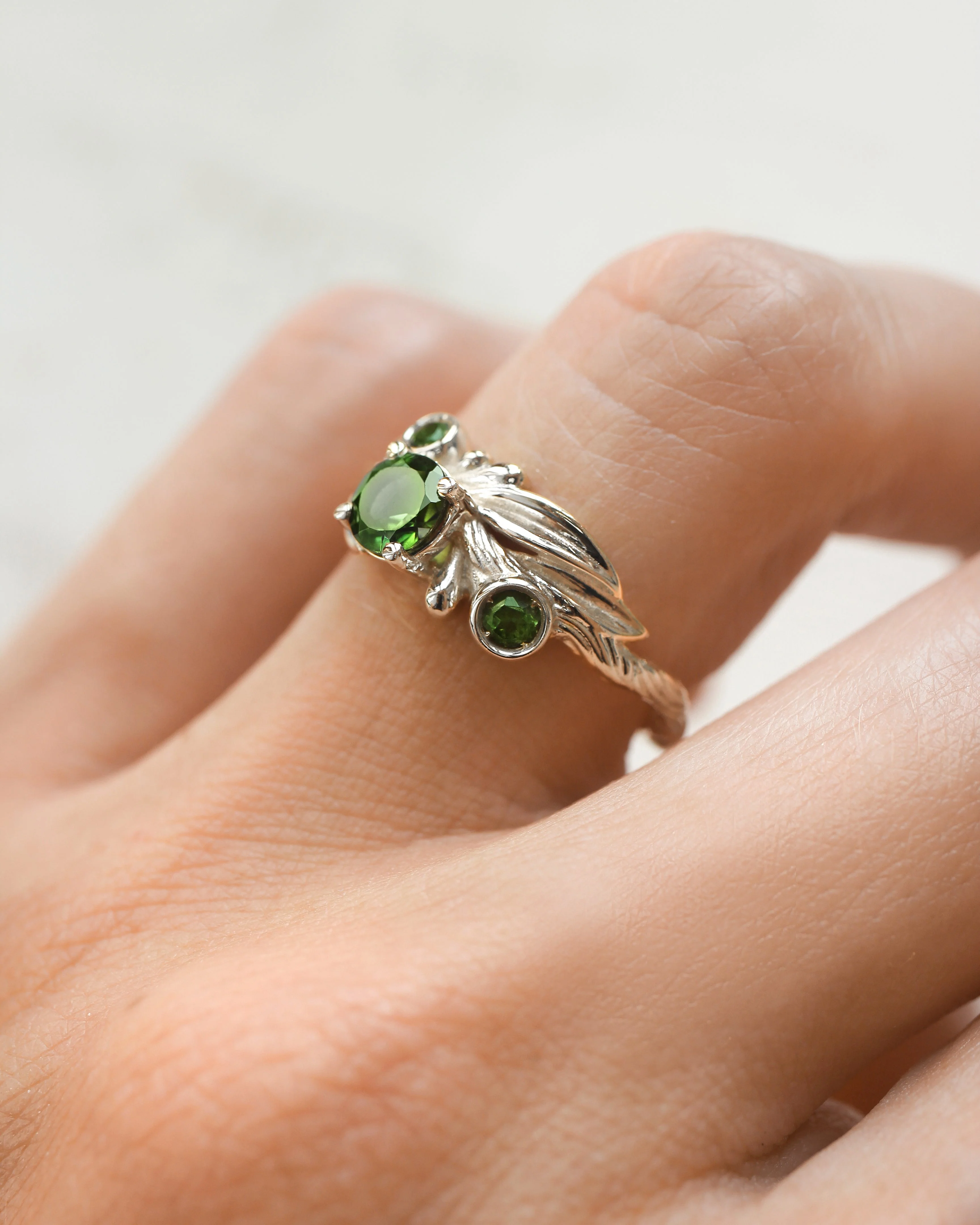 Olive branch ring with green tourmalines / Olivia - Image 6
