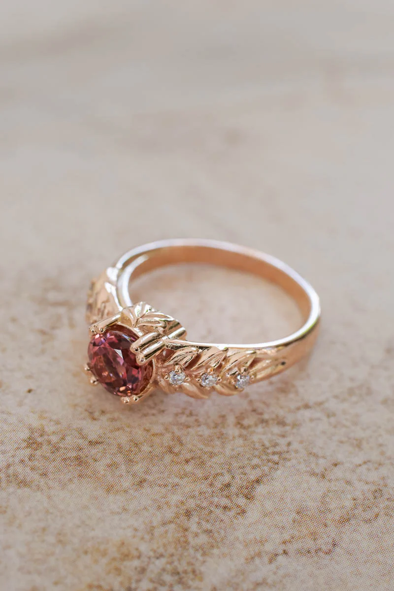 Pink tourmaline engagement ring with diamonds / Silvestra - Image 7
