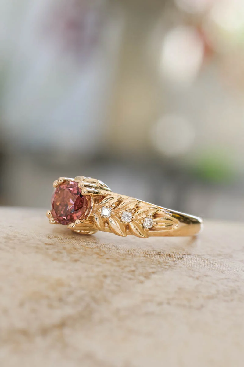 Pink tourmaline engagement ring with diamonds / Silvestra - Image 8