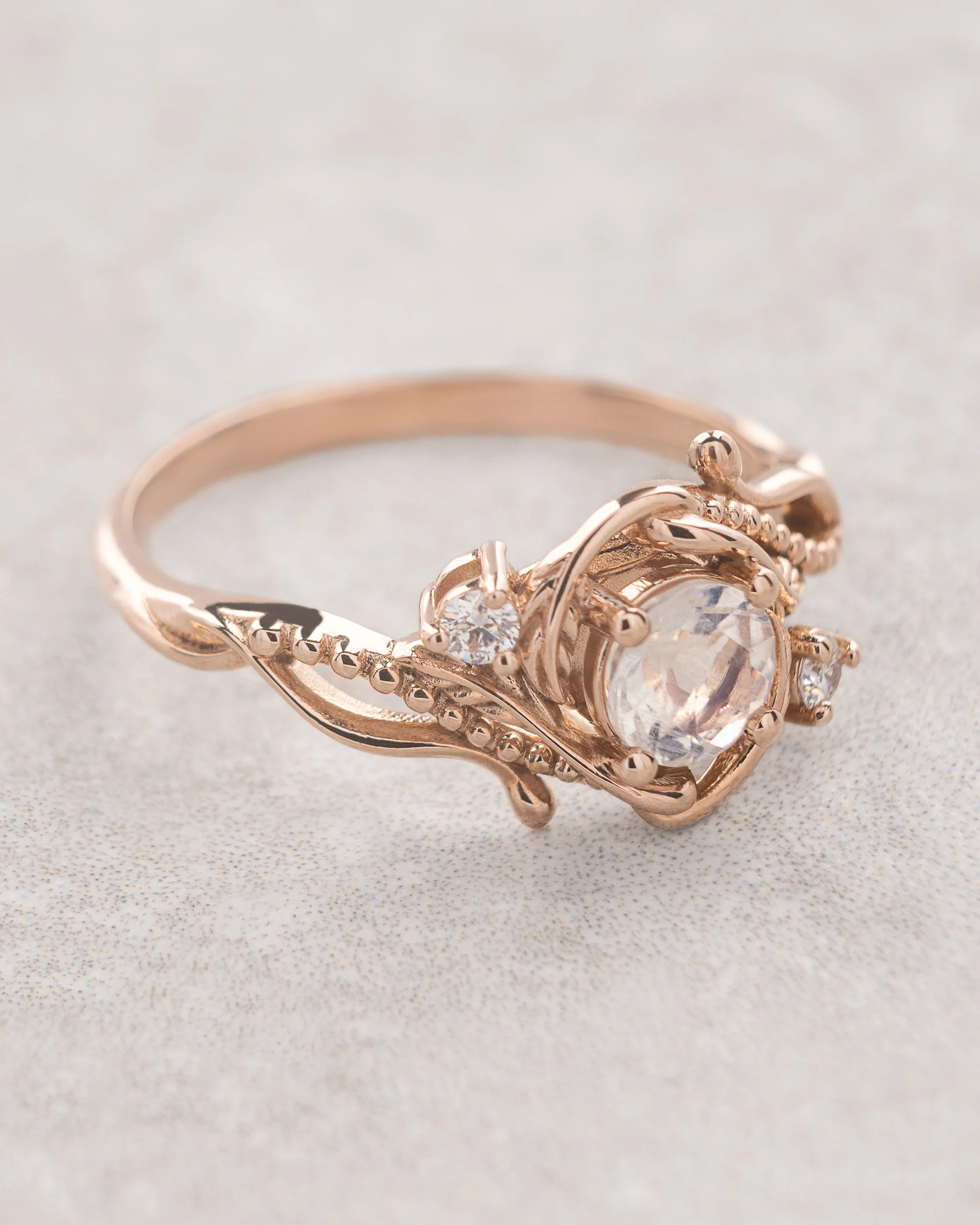 Rainbow moonstone engagement ring with diamonds / Undina - Image 3