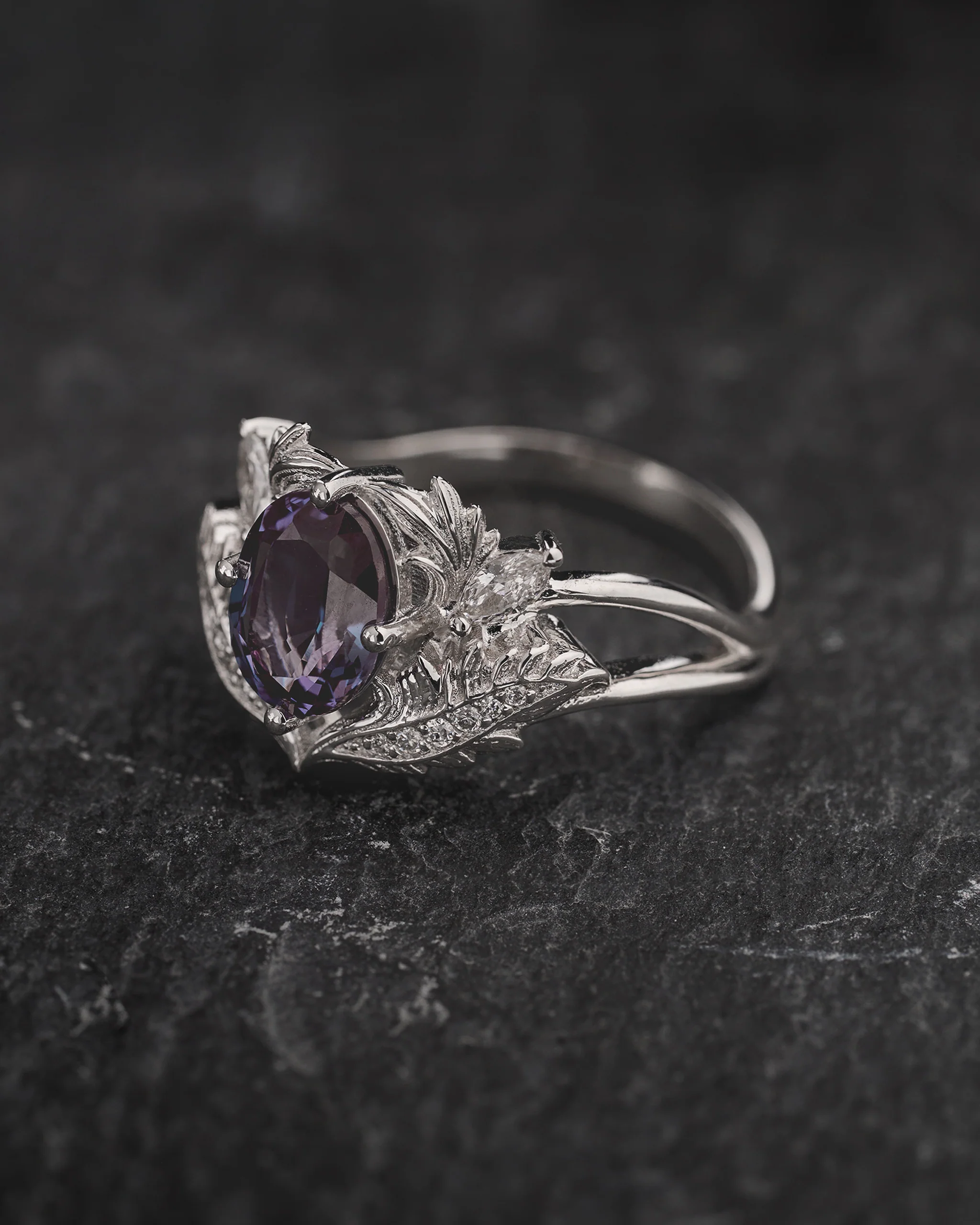 Alexandrite and diamonds engagement ring / Adonis - Image 3
