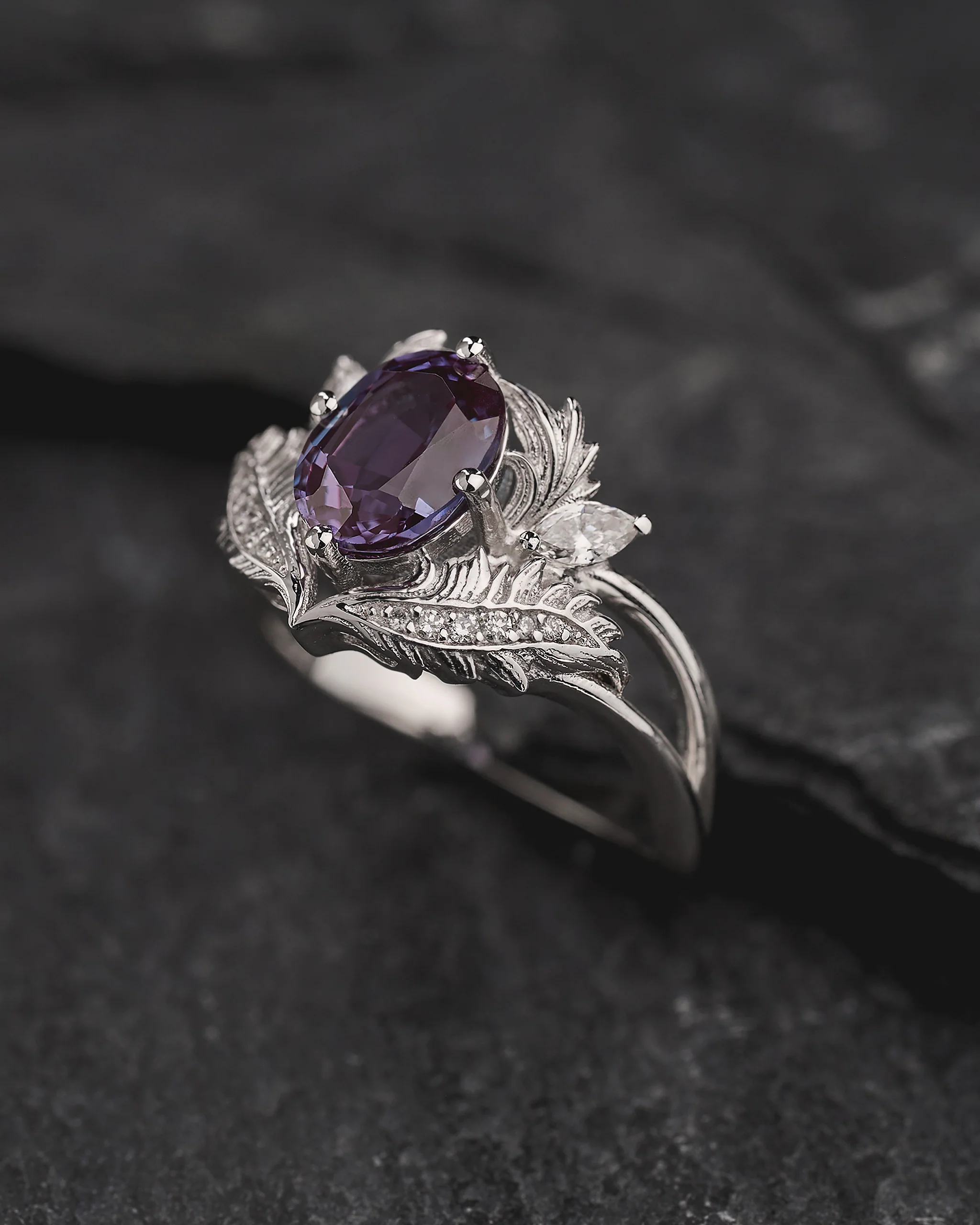 Alexandrite and diamonds engagement ring / Adonis - Image 4
