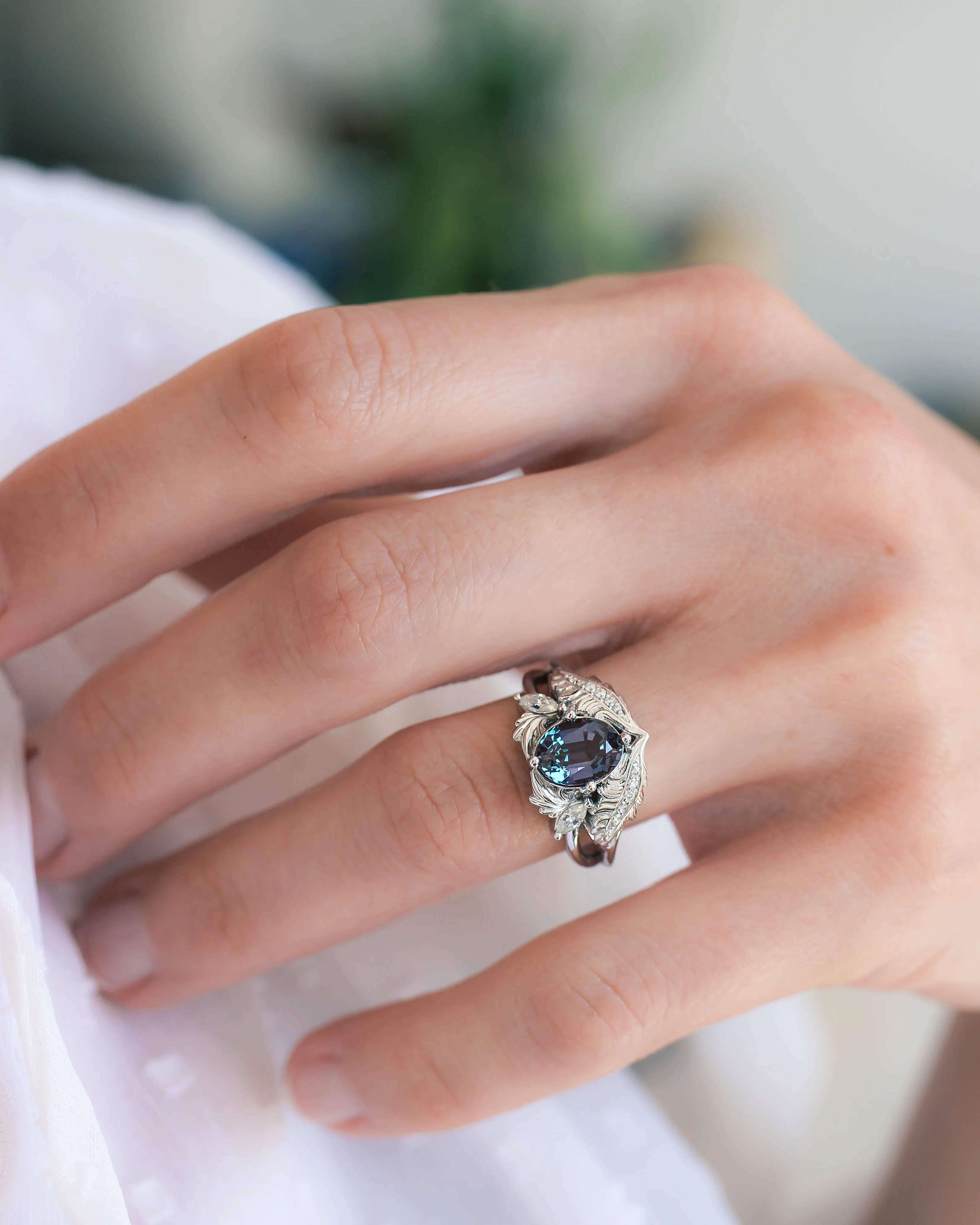 Alexandrite and diamonds engagement ring / Adonis - Image 5