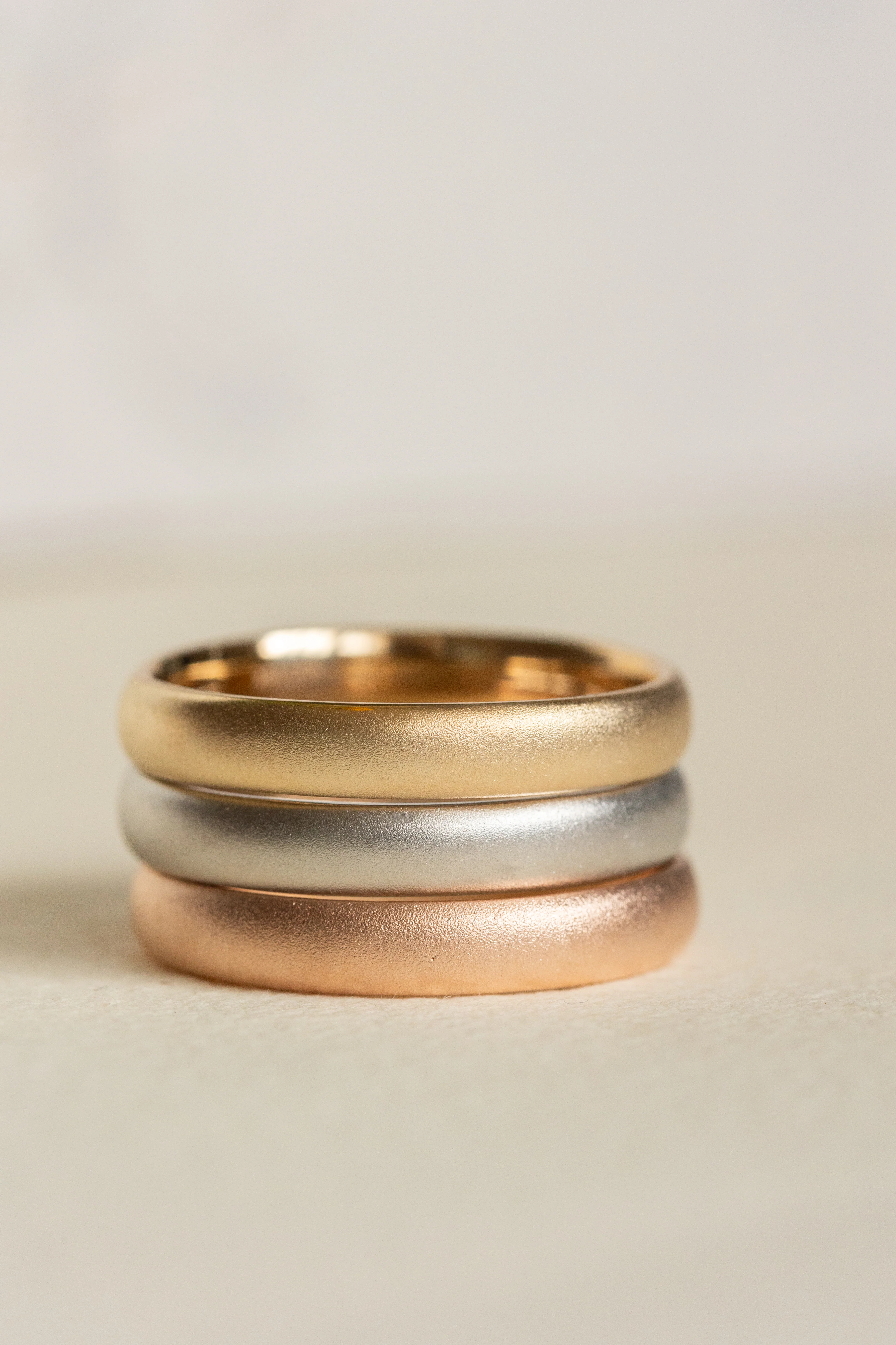 READY TO SHIP Classic satin wedding band in 14K rose gold, AVAILABLE RING SIZES 9.5 -11 US - Image 3
