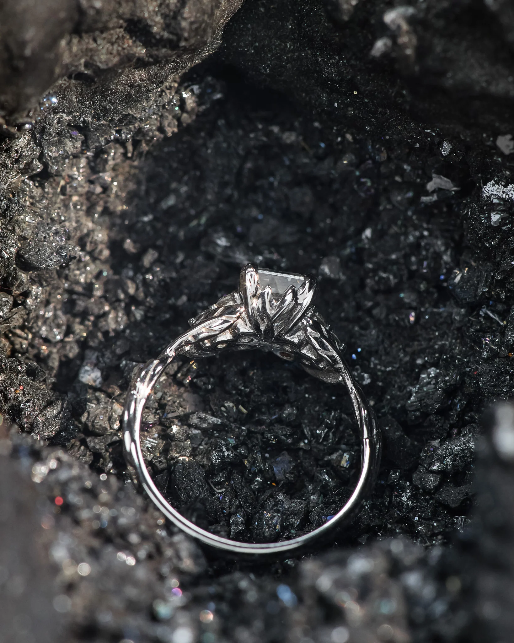 READY TO SHIP Gloria ring in 14K white gold, 8x6 mm lab-grown diamond & accent lab diamonds, AVAILABLE RING SIZES: 5.5 - 8.5 US - Image 3