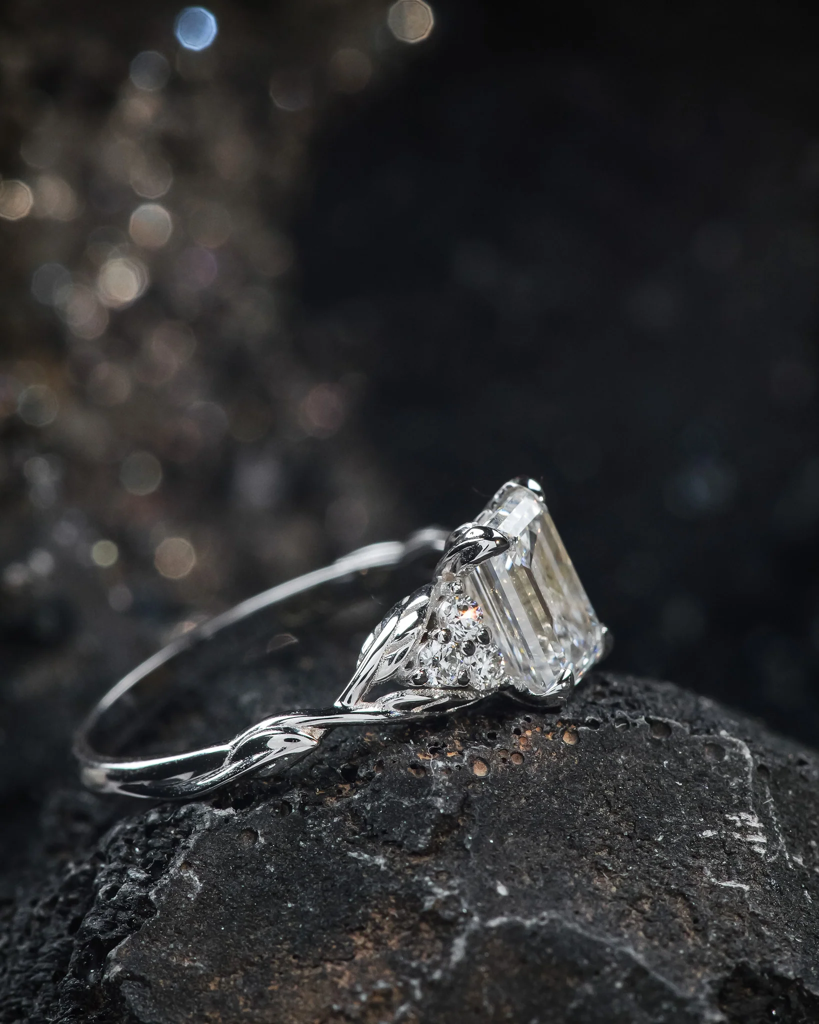 READY TO SHIP Gloria ring in 14K white gold, 8x6 mm lab-grown diamond & accent lab diamonds, AVAILABLE RING SIZES: 5.5 - 8.5 US - Image 6