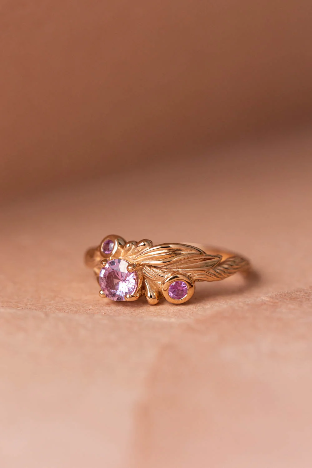 READY TO SHIP Olivia ring in 14K rose gold, natural pink sapphires, RING SIZE 4.75 - 7.75 US - Image 3