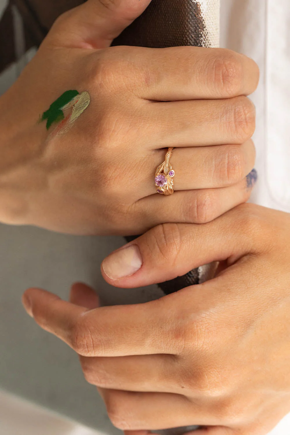 READY TO SHIP Olivia ring in 14K rose gold, natural pink sapphires, RING SIZE 4.75 - 7.75 US - Image 8