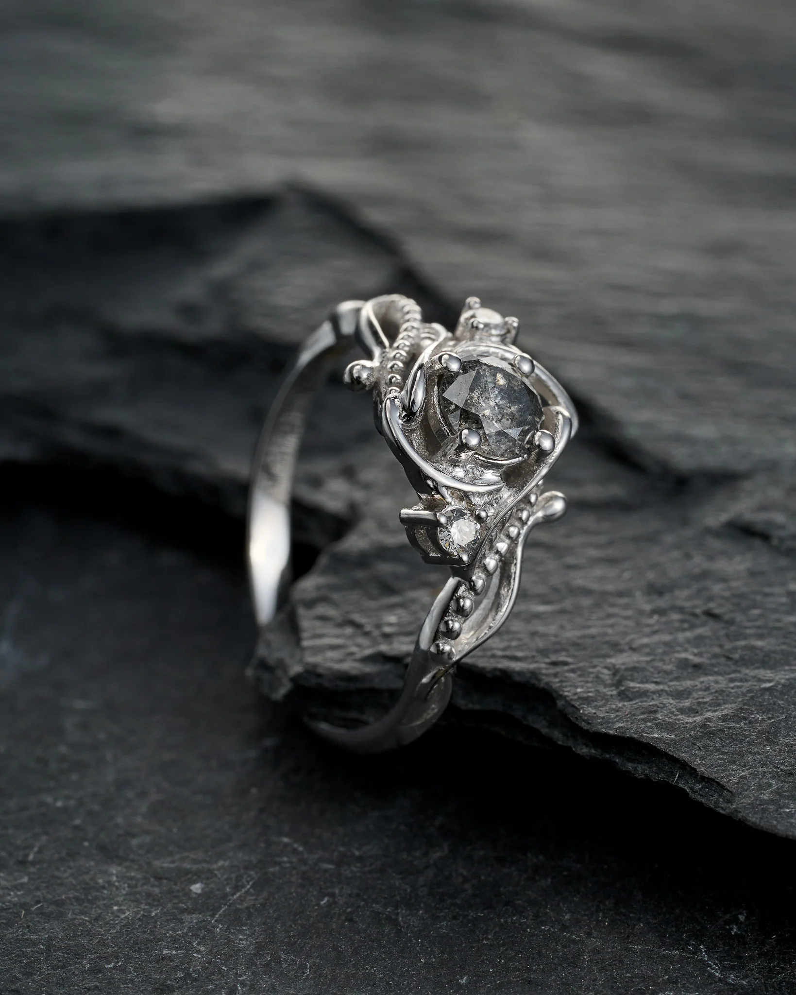 Salt and pepper diamond engagement ring / Undina - Image 3