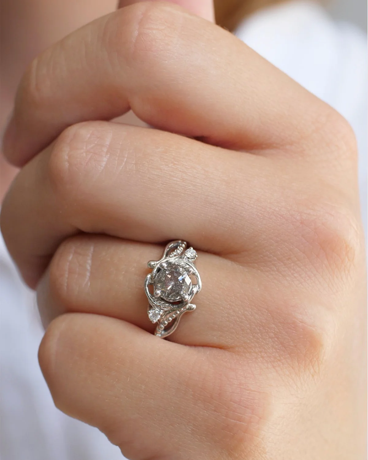 Salt and pepper diamond engagement ring / Undina - Image 4