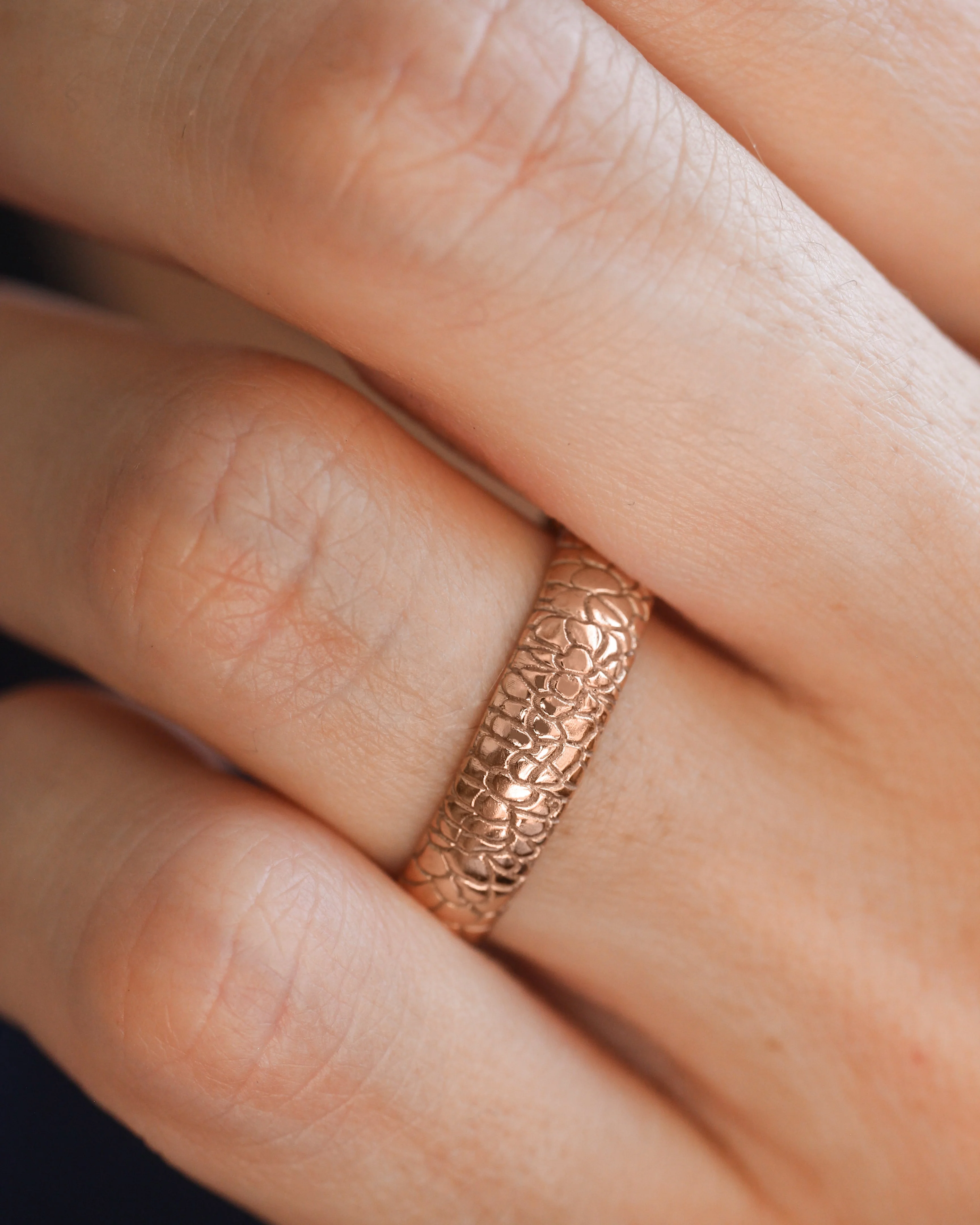 Reptile skin ring, 5 mm wedding band - Image 5